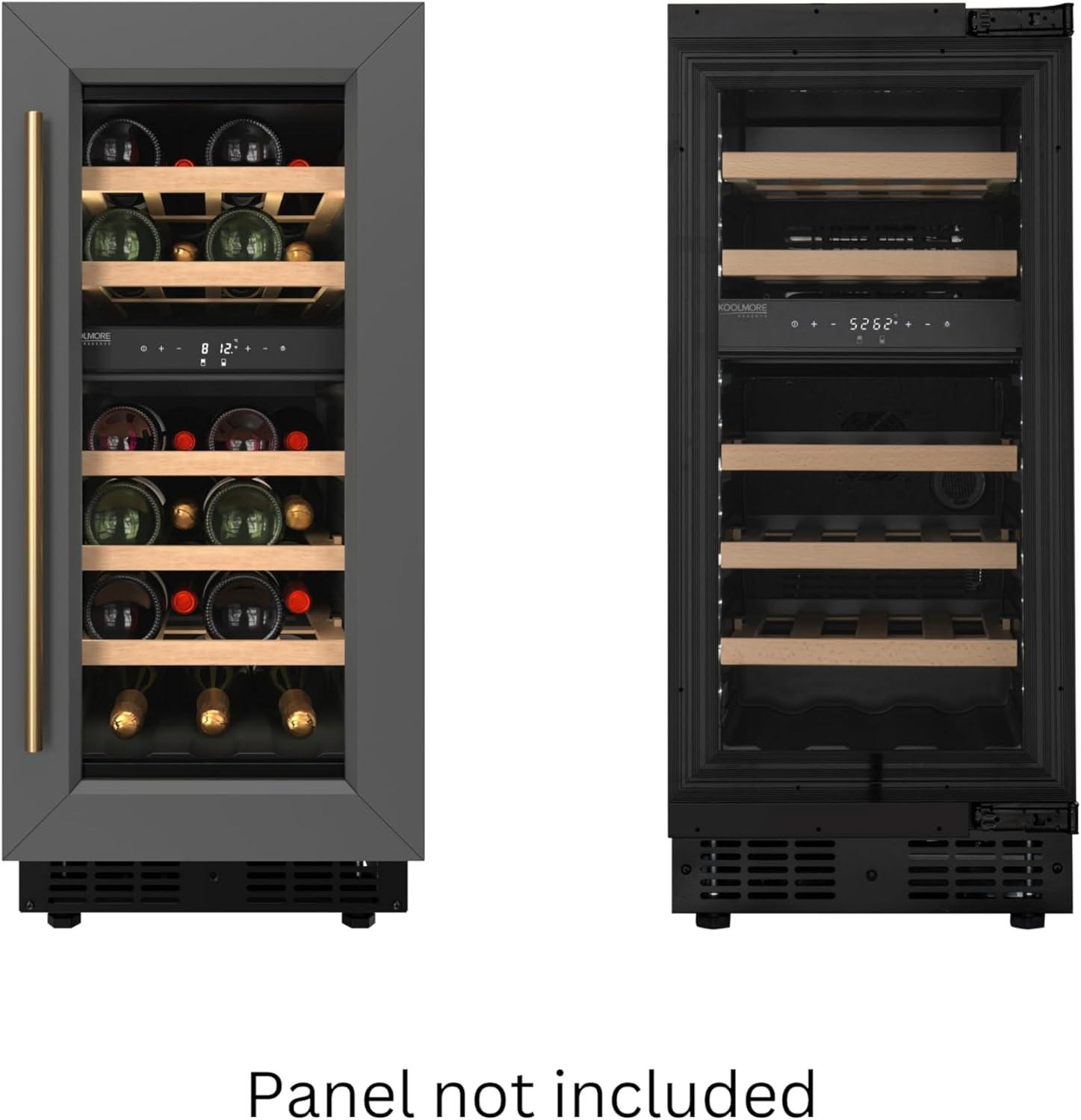 KoolMore KoolMore Reserve 15 in. Under-Counter Panel Ready Dual Zone 23 Bottle Wine Cooler Shelves