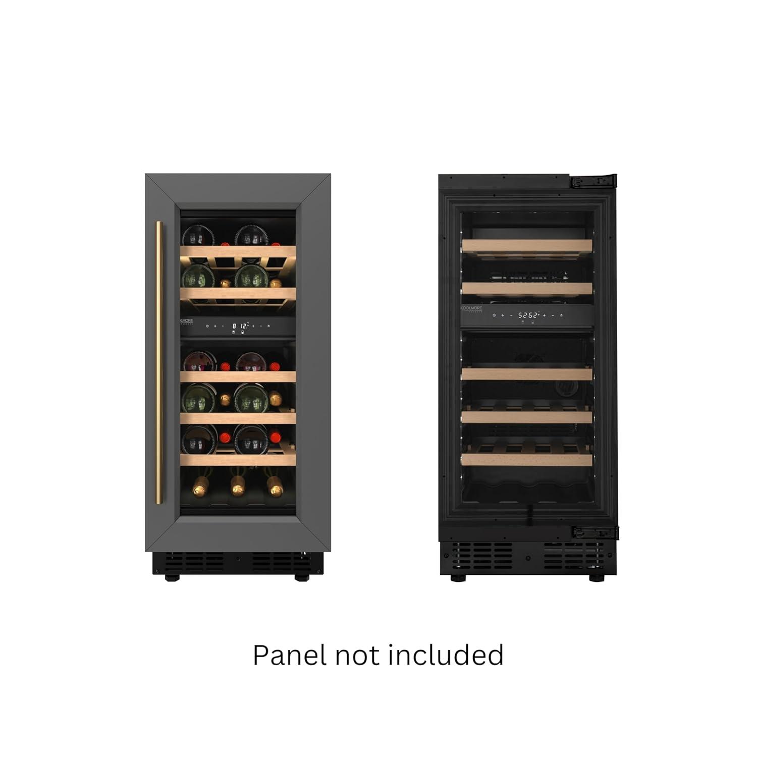 KoolMore KoolMore Reserve 15 in. Under-Counter Panel Ready Dual Zone 23 Bottle Wine Cooler Shelves