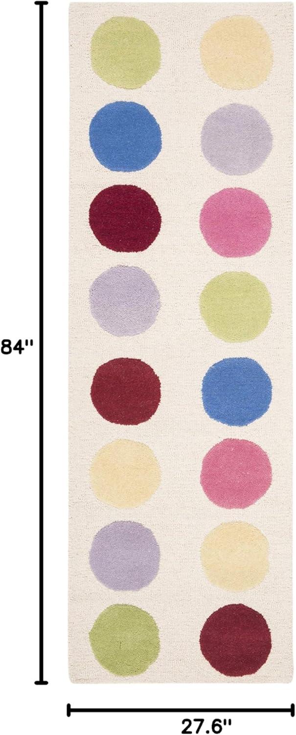 SAFAVIEH Kids Webster Polka Dots Runner Rug, Ivory/Multi, 2'3" x 7'