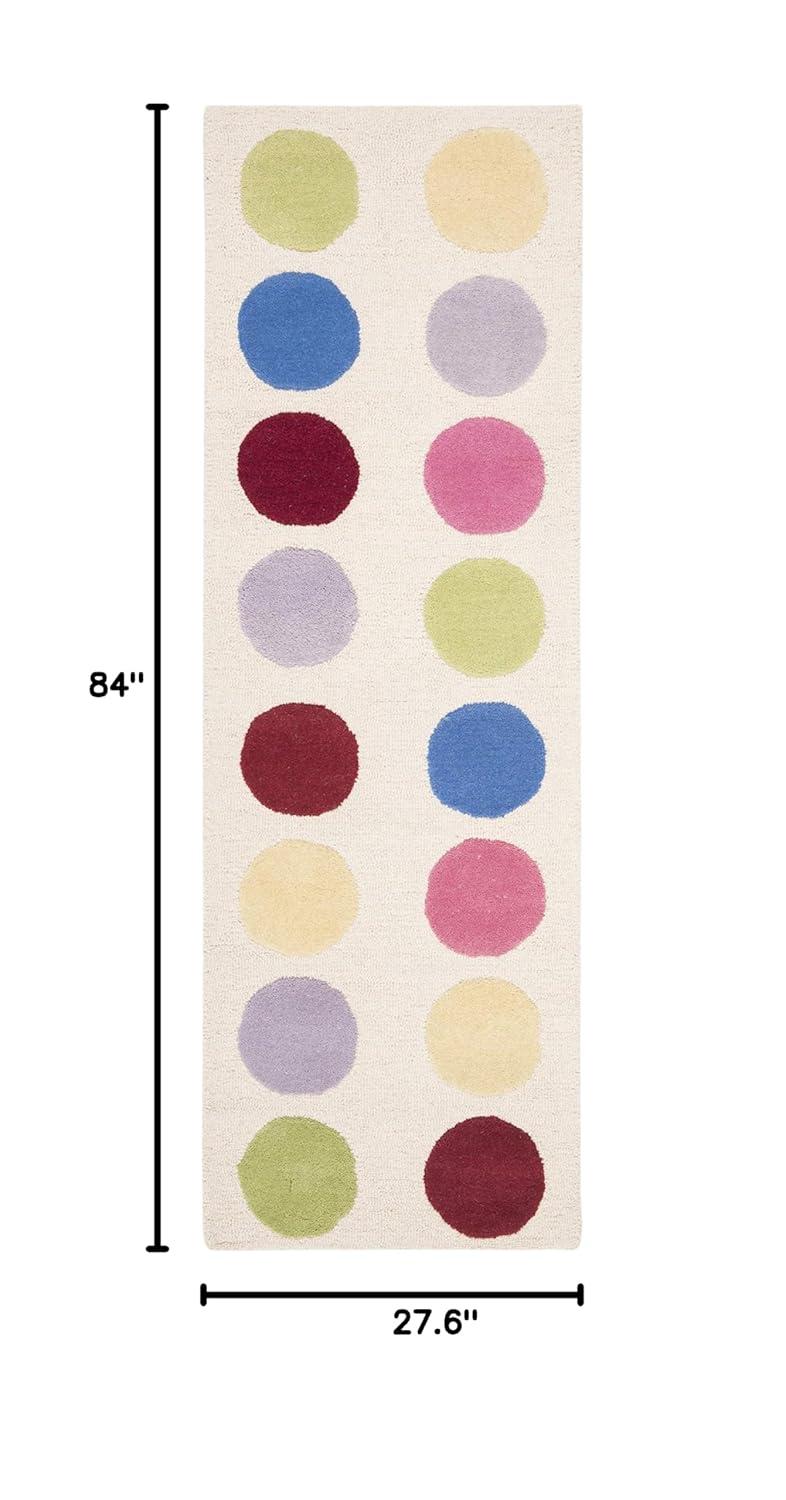 SAFAVIEH Kids Webster Polka Dots Runner Rug, Ivory/Multi, 2'3" x 7'