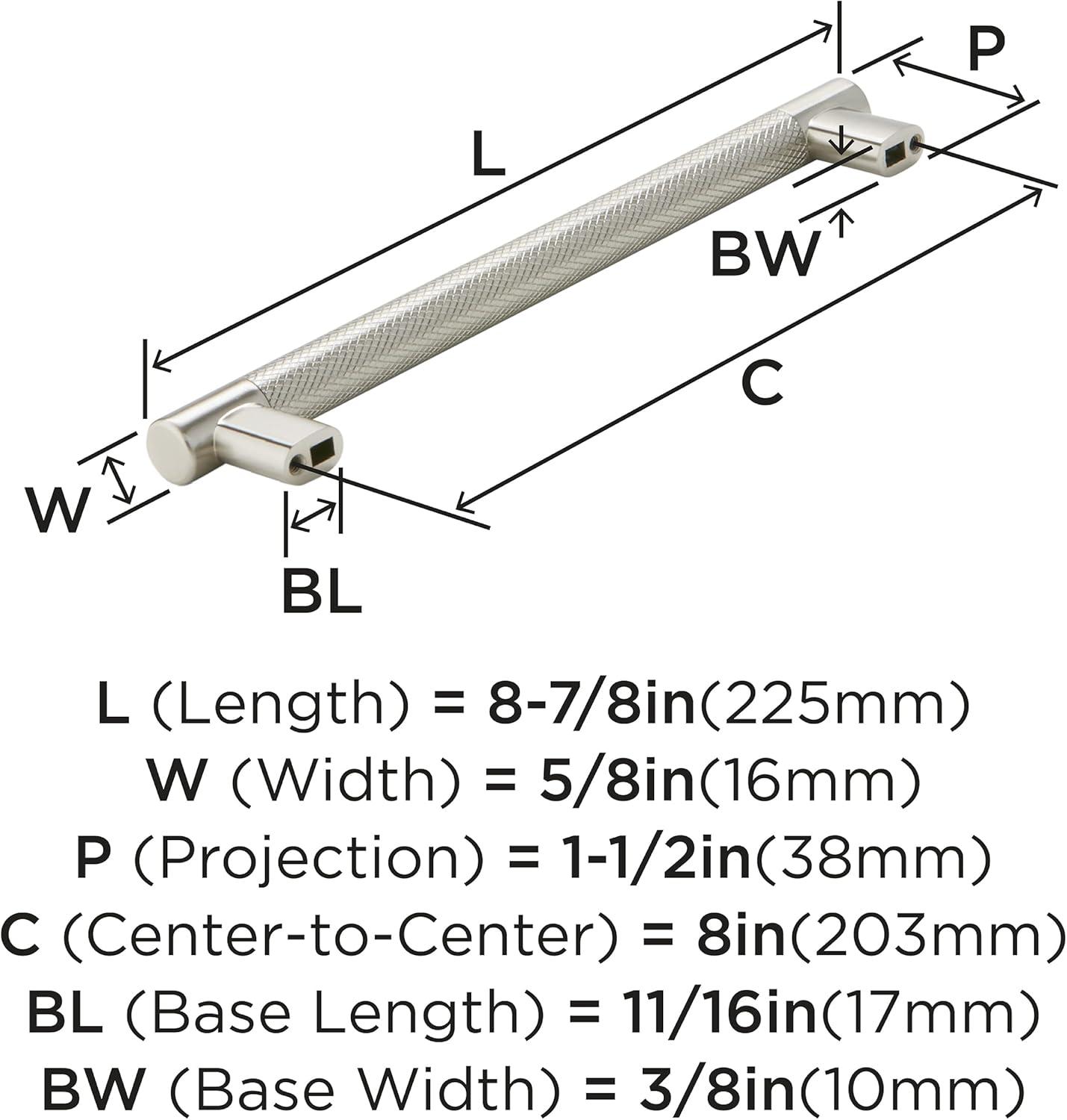 Amerock Bronx 8 inch (203mm) Center-to-Center Satin Nickel Cabinet Pull