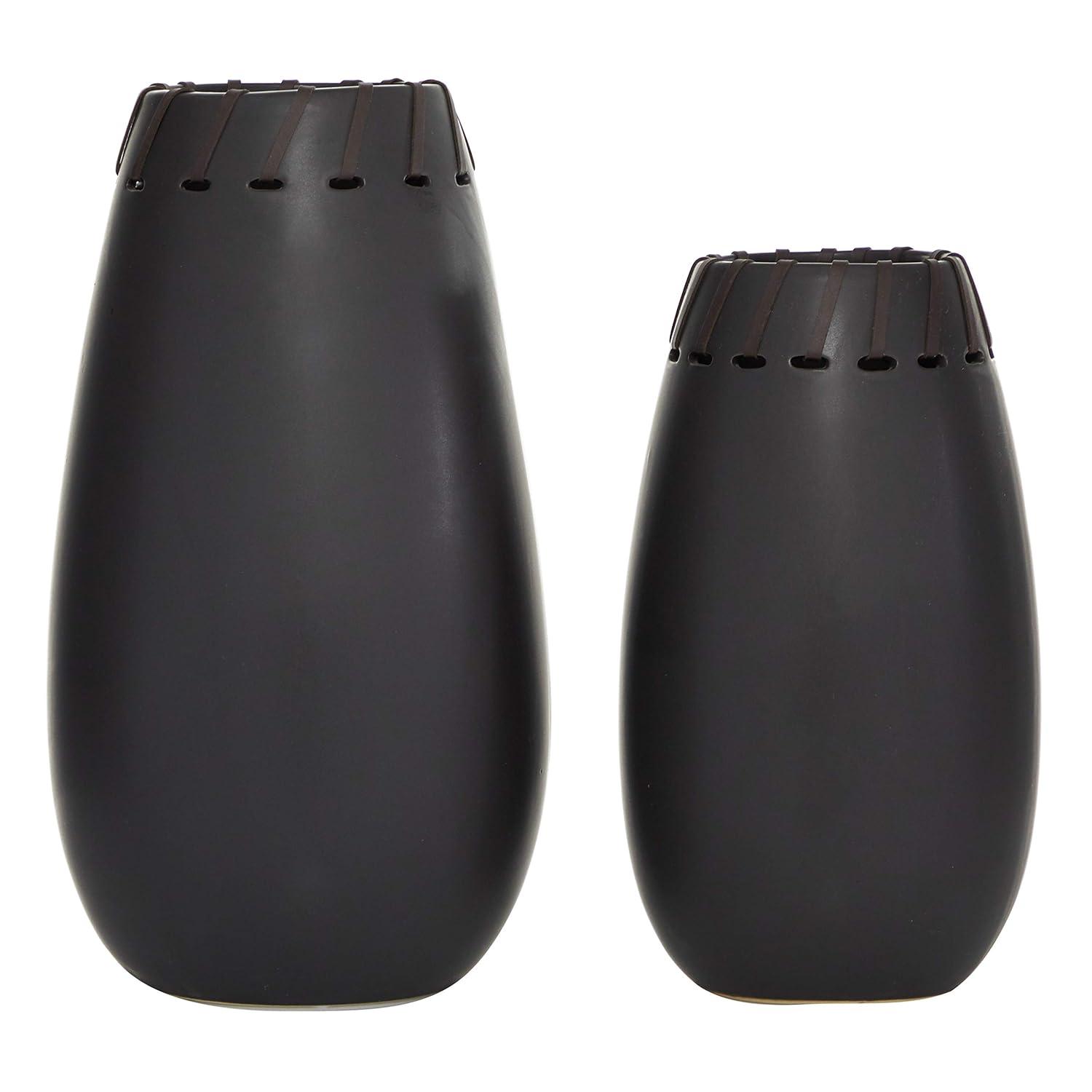 DecMode Modern Ceramic Tall White Decorative Vase with Vertical Groove Pattern 5"W x 19"H