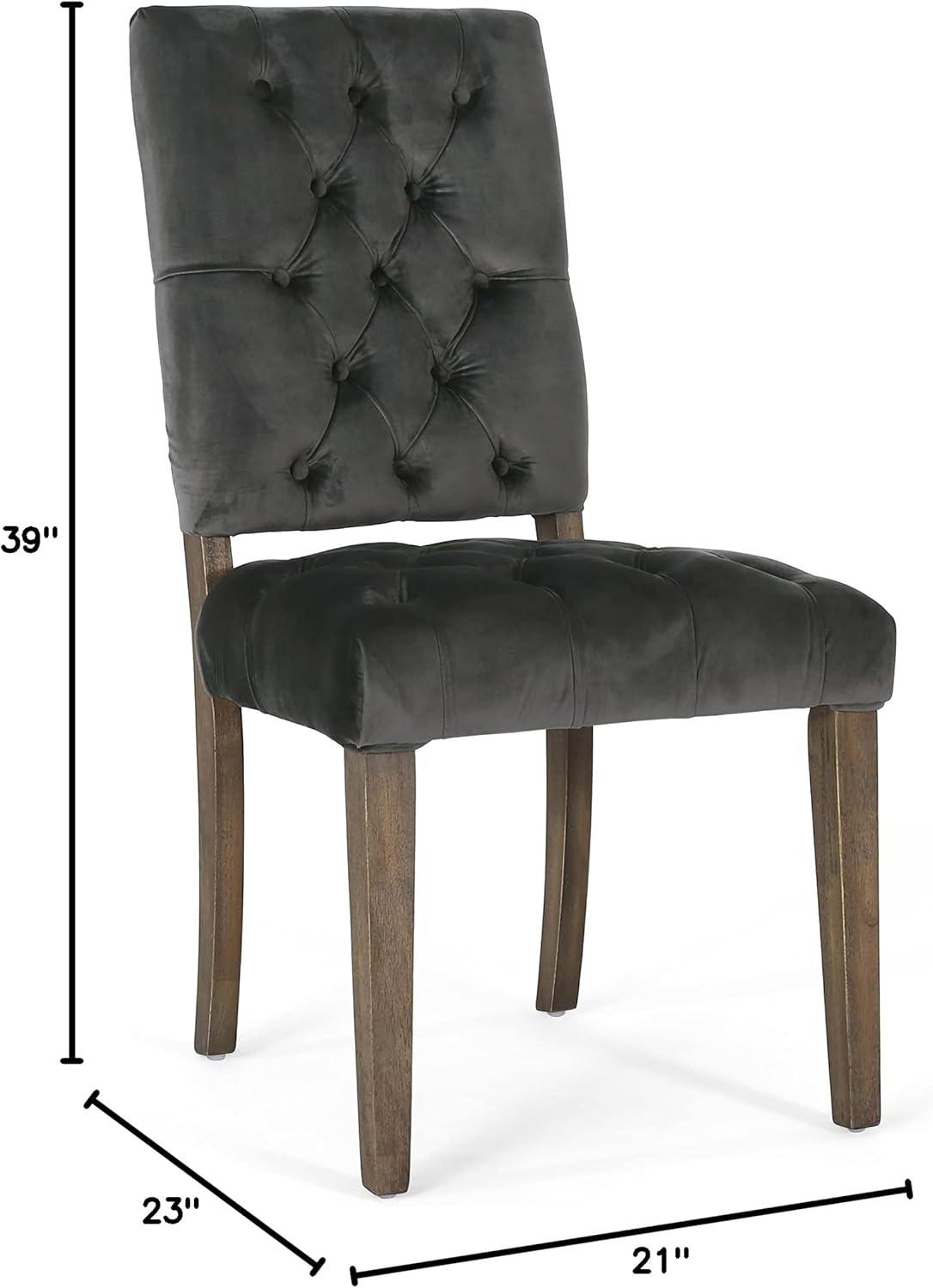 Set of 2 Saltillo New Velvet Dining Chair Charcoal - Christopher Knight Home: Upholstered, Button Tufted