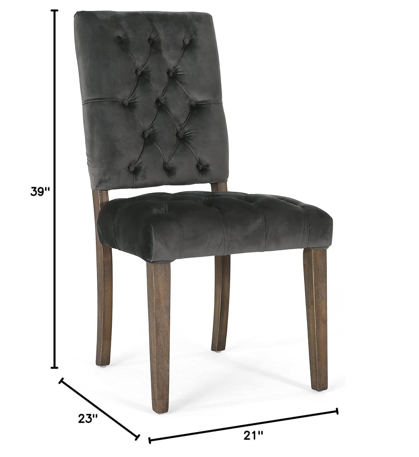 Set of 2 Saltillo New Velvet Dining Chair Charcoal - Christopher Knight Home: Upholstered, Button Tufted