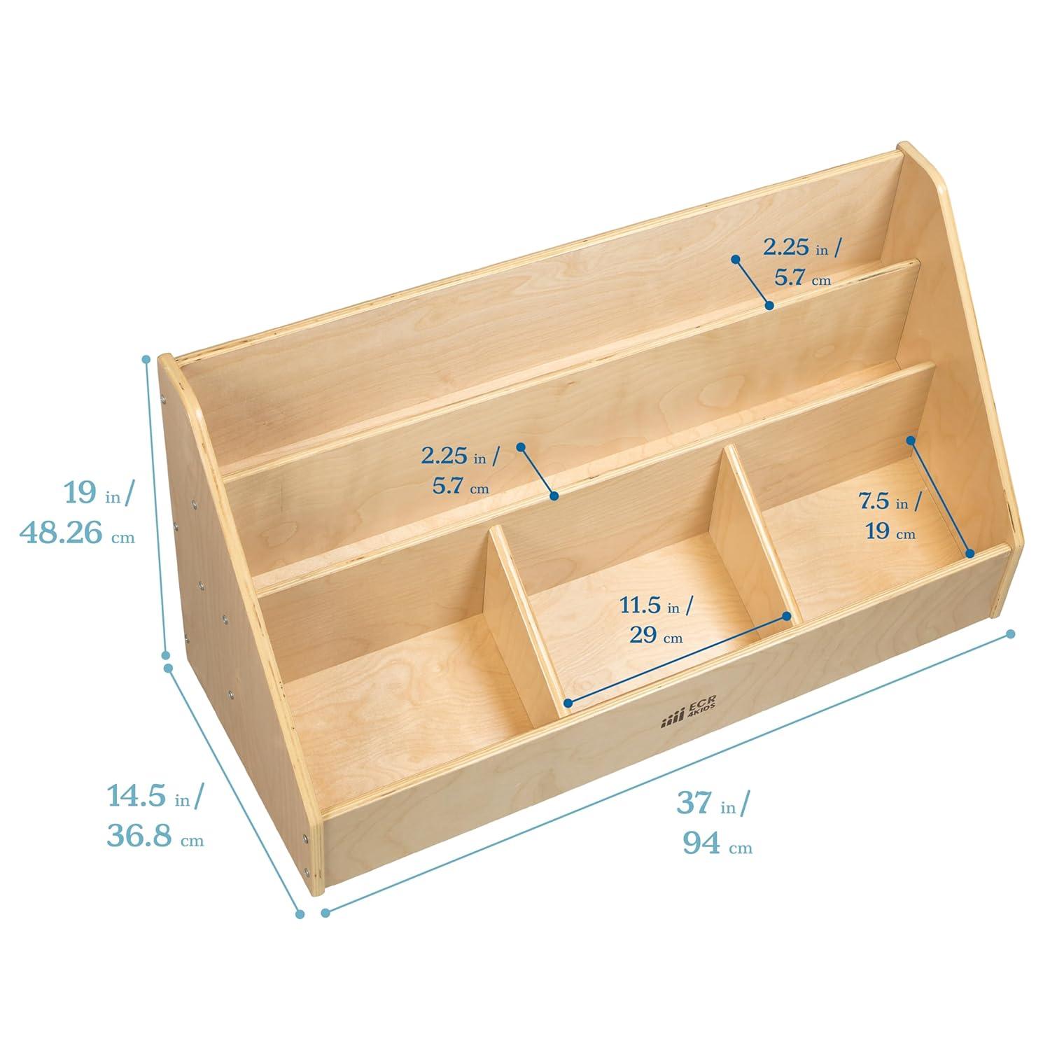 ECR4Kids ECR4Kids 5-Compartment Easy to Reach Book Display, Classroom Storage, Natural