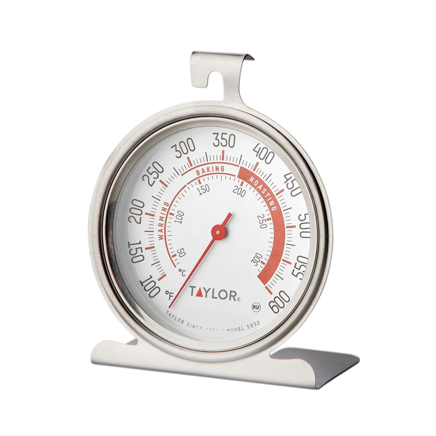 Stainless Steel Large Dial Analog Oven Thermometer, 3.74 Inches, Silver - 2 Pack