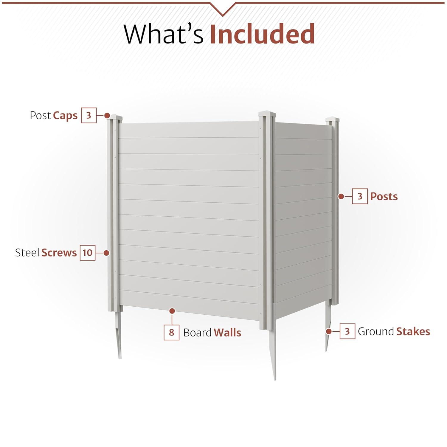 4ft H x 4ft W (2 Panels) No Dig Enclo Premium White Vinyl Privacy Screen, Outdoor Privacy Panels, Use As Air Conditioner Fence, Trash Can Enclosure, Pool Equipment Enclosure, ZP19014