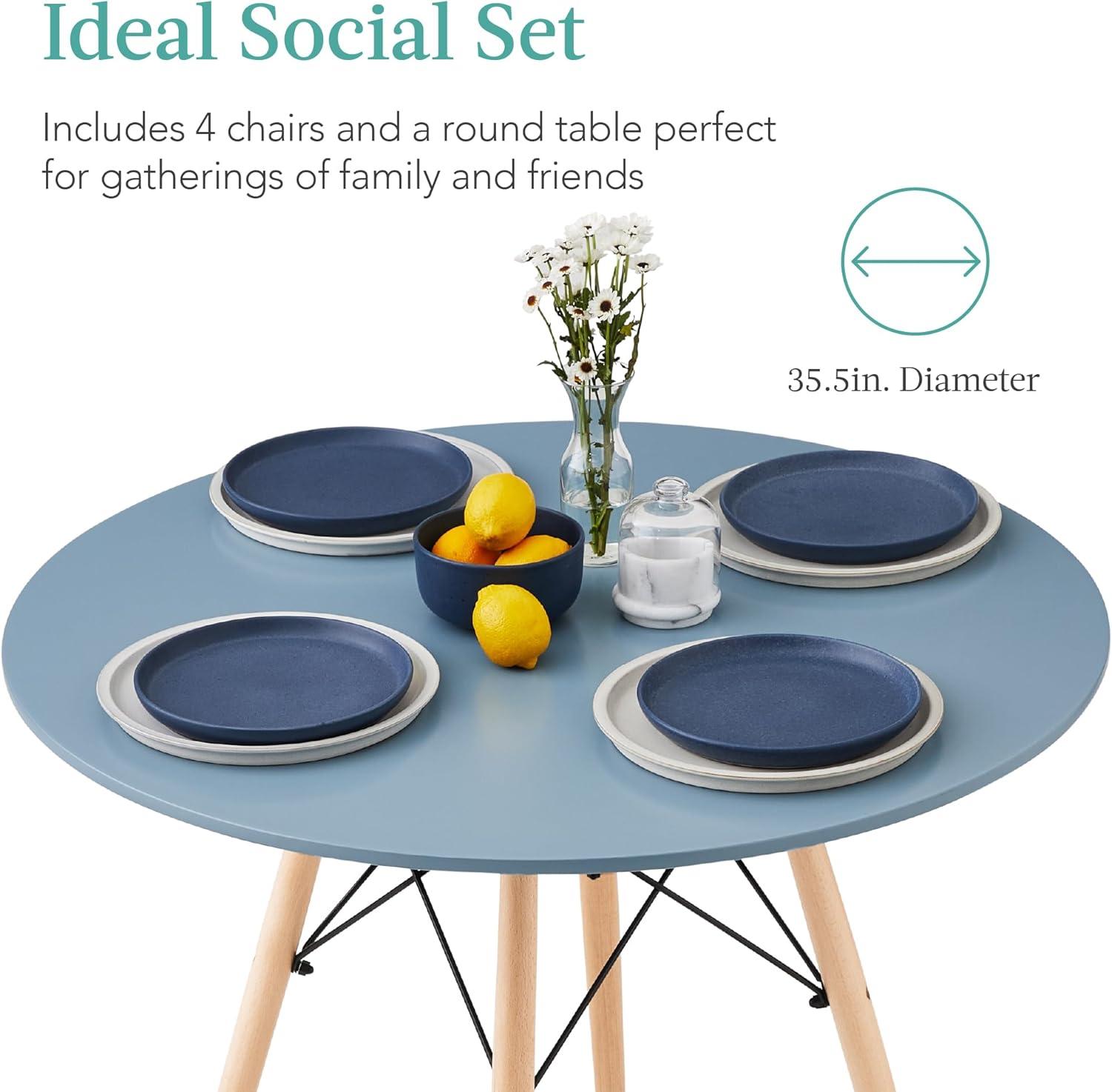 Best Choice Products 5-Piece Compact Mid-Century Modern Dining Set w/ 4 Chairs, Wooden Legs