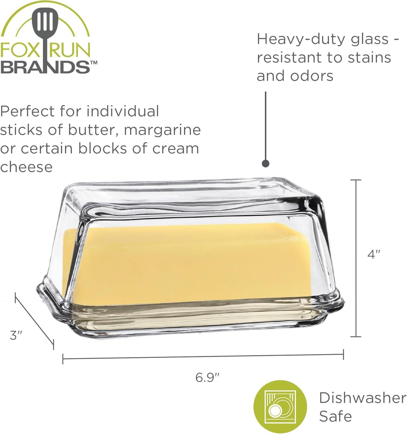 Clear Rectangular Glass Butter Dish with Lid