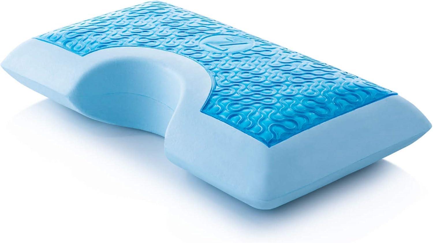 Queen Blue Gel Memory Foam Side Sleeper Pillow