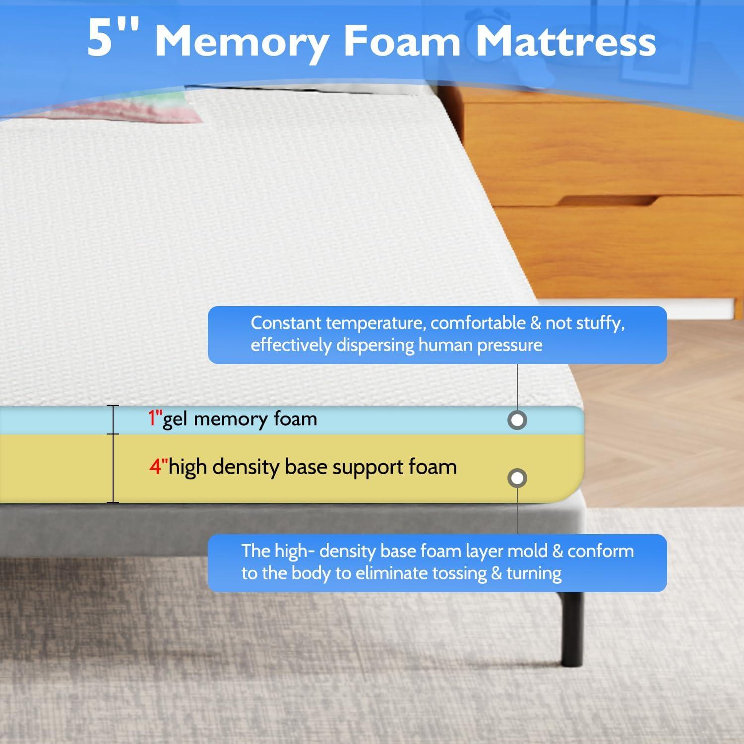 FDW 8 inch California King Mattress Gel Memory Foam Mattress for Cool Sleep & Pressure Relief/CertiPUR-US Certified/Bed-in-a-Box,California King