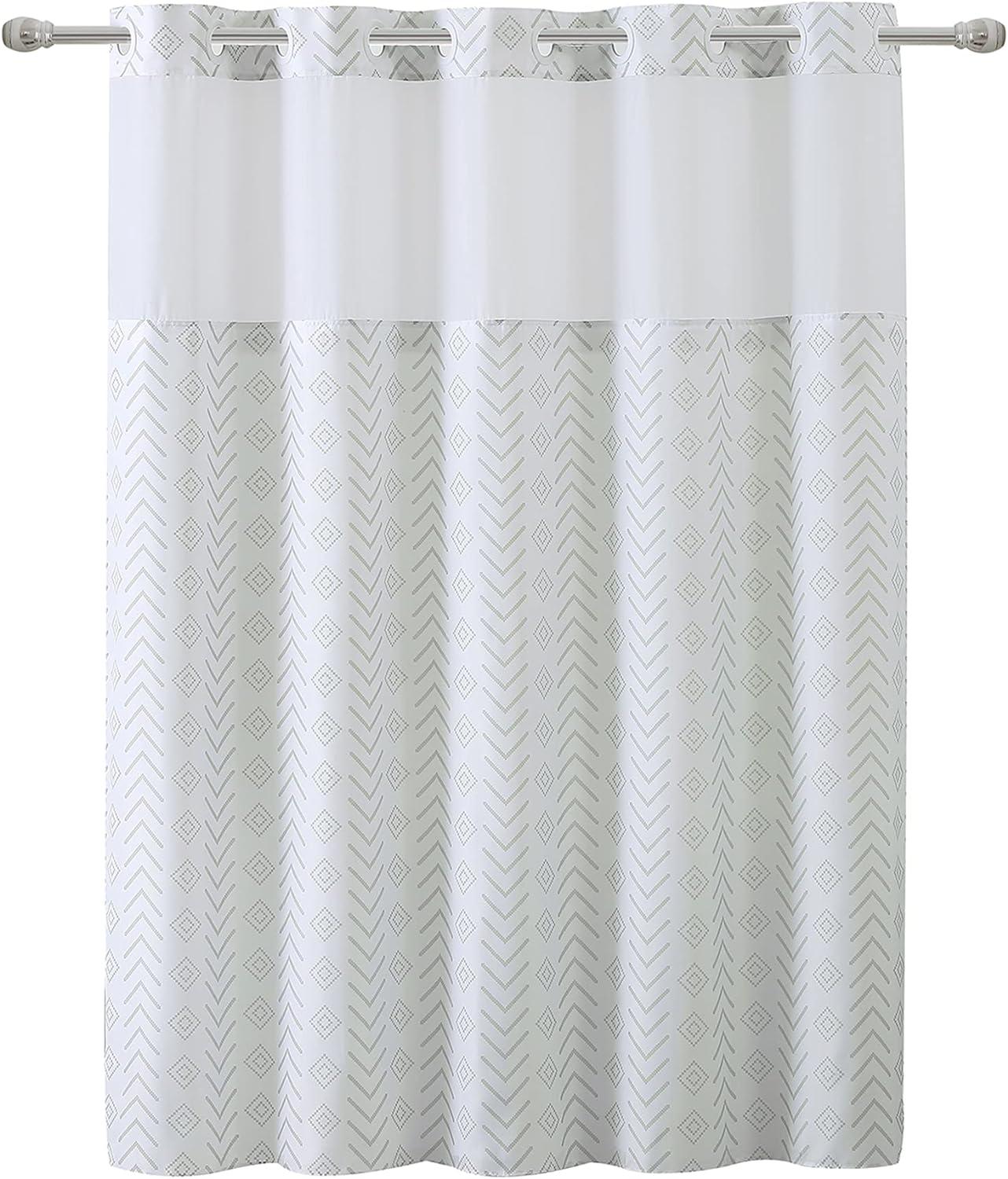 Hookless Light-Filtering Fabric Shower Curtain with Liner