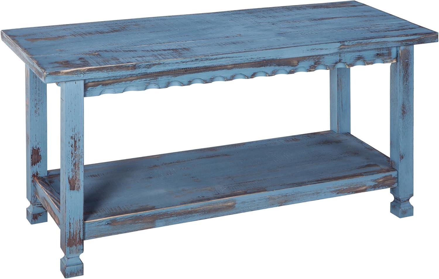 36" Bench Hardwood Blue - Alaterre Furniture: Cottage Style, Square Legs, No Back