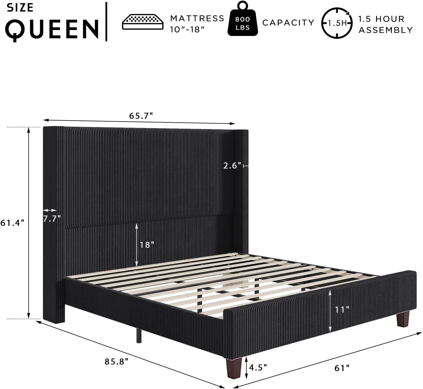 Dunwoody Upholstered Wingback Platform Bed