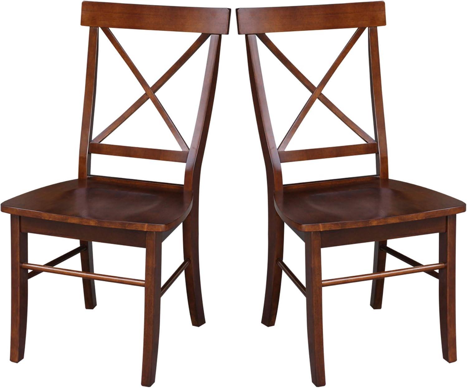 Set of 2 X Back Chairs with Solid Wood - International Concepts