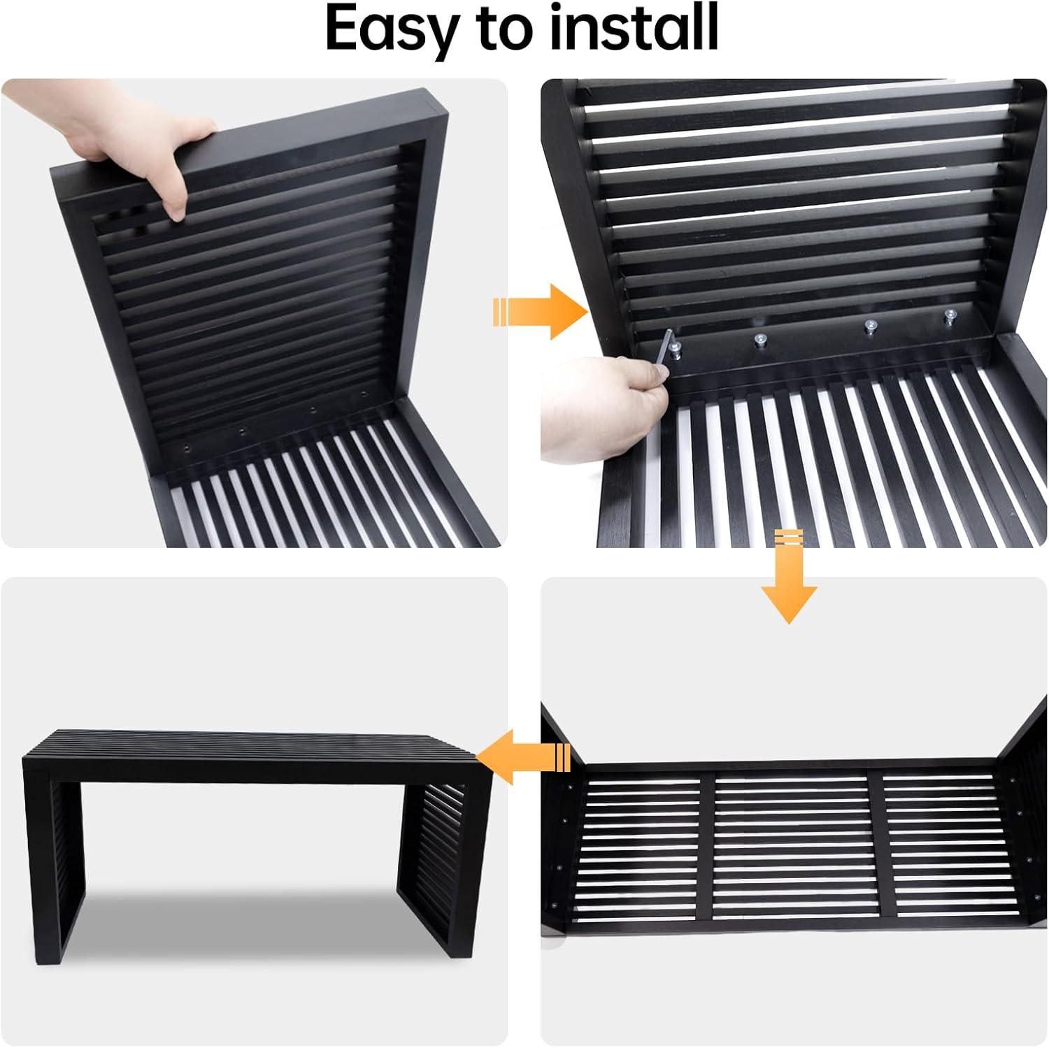 Latitude Run® Seamas Bamboo Bench, Farmhouse Dining Bench Entryway Bench for Living Room, Hallway, Bedroom, Bathroom