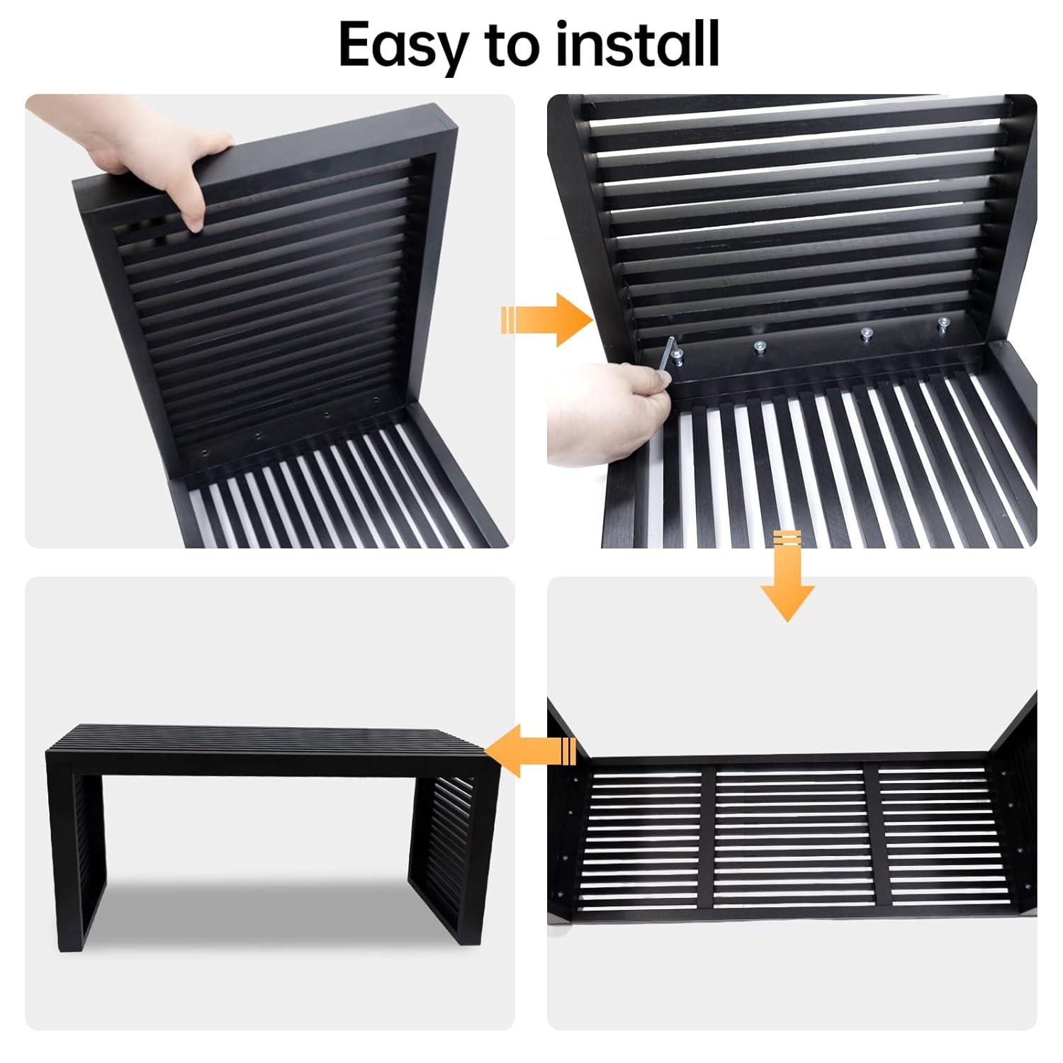 Latitude Run® Seamas Bamboo Bench, Farmhouse Dining Bench Entryway Bench for Living Room, Hallway, Bedroom, Bathroom