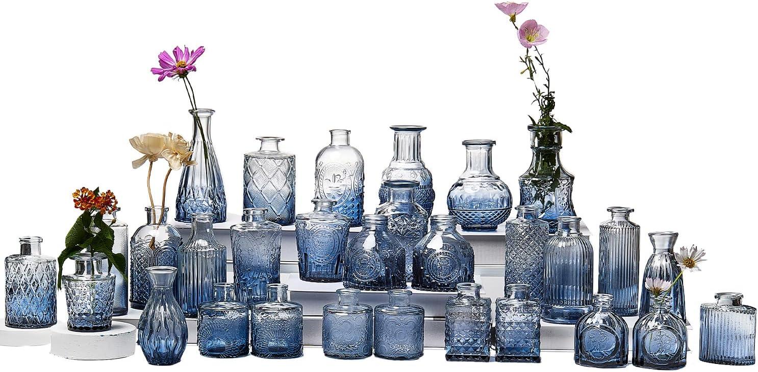Bud Vases Set of 12, Small Glass Vases for Centerpieces, Small Flower Vases for Centerpieces, Vintage Mini Vase, Clear Bud Vase for Wedding Table Decor