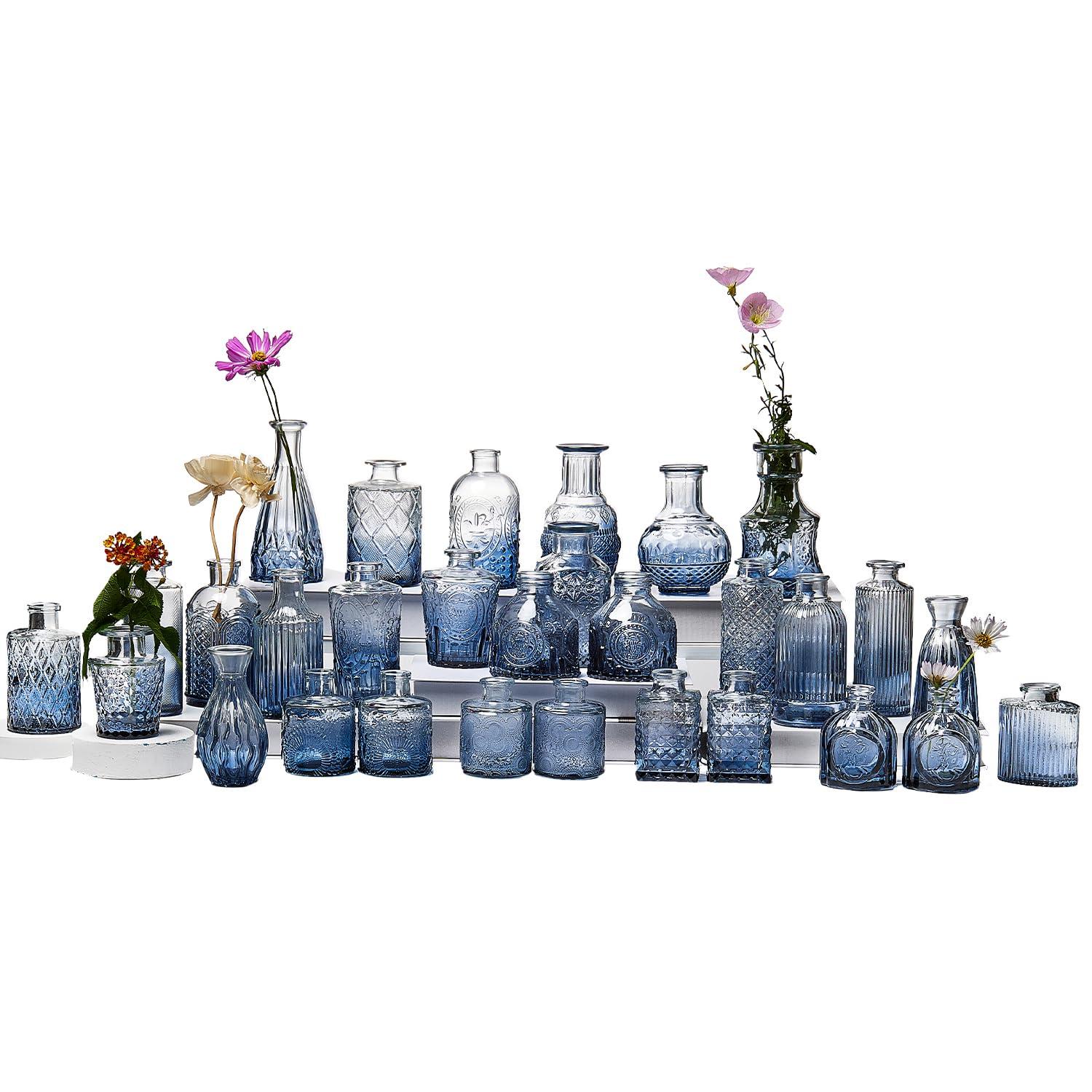 Bud Vases Set of 12, Small Glass Vases for Centerpieces, Small Flower Vases for Centerpieces, Vintage Mini Vase, Clear Bud Vase for Wedding Table Decor