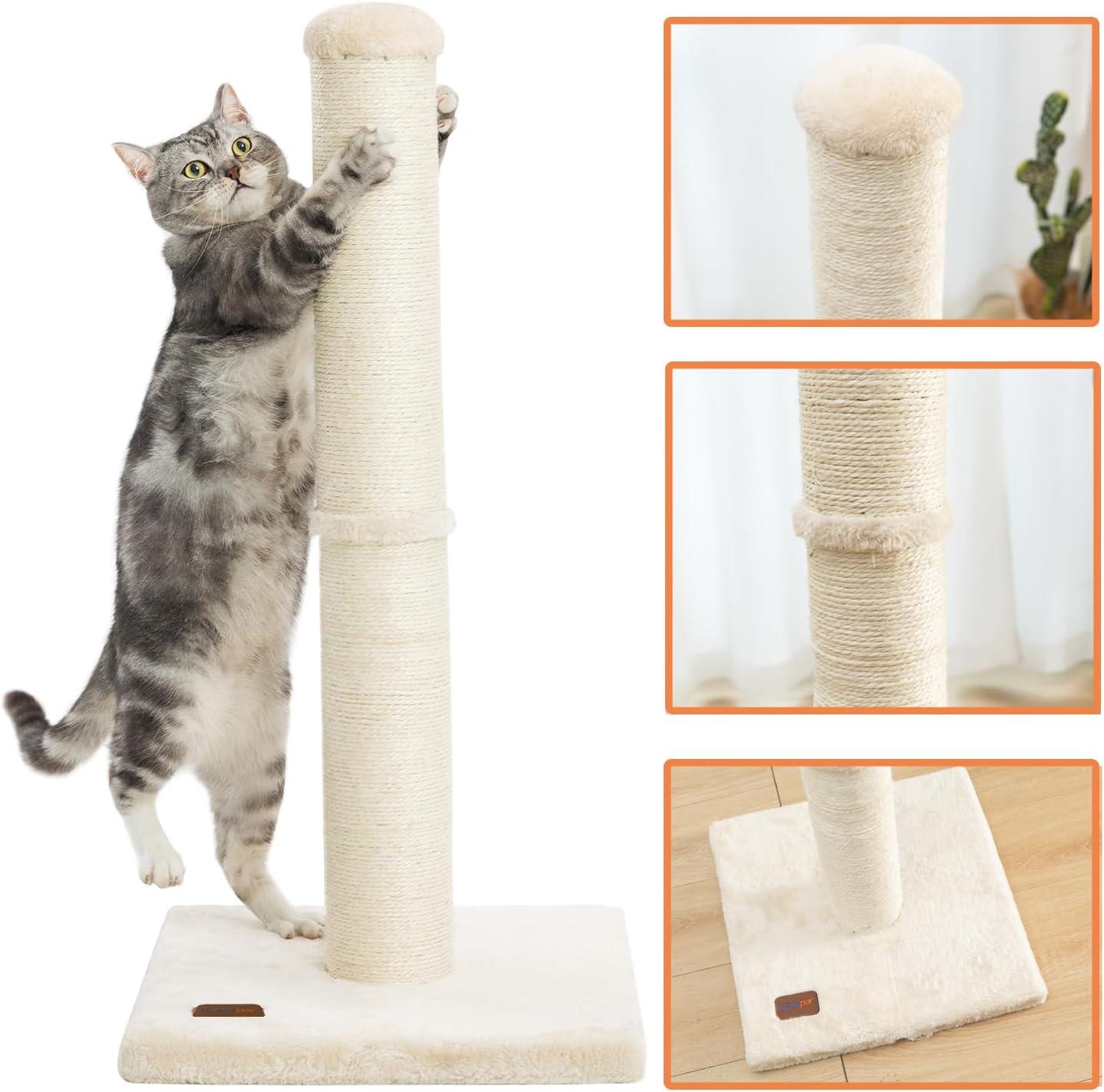 Tucker Murphy Pet™ 34Inch Cat Scratching Post With Natural Sisal Rope 4.3Inch Large Diameter Scratcher Post Tree For Indoor Cats