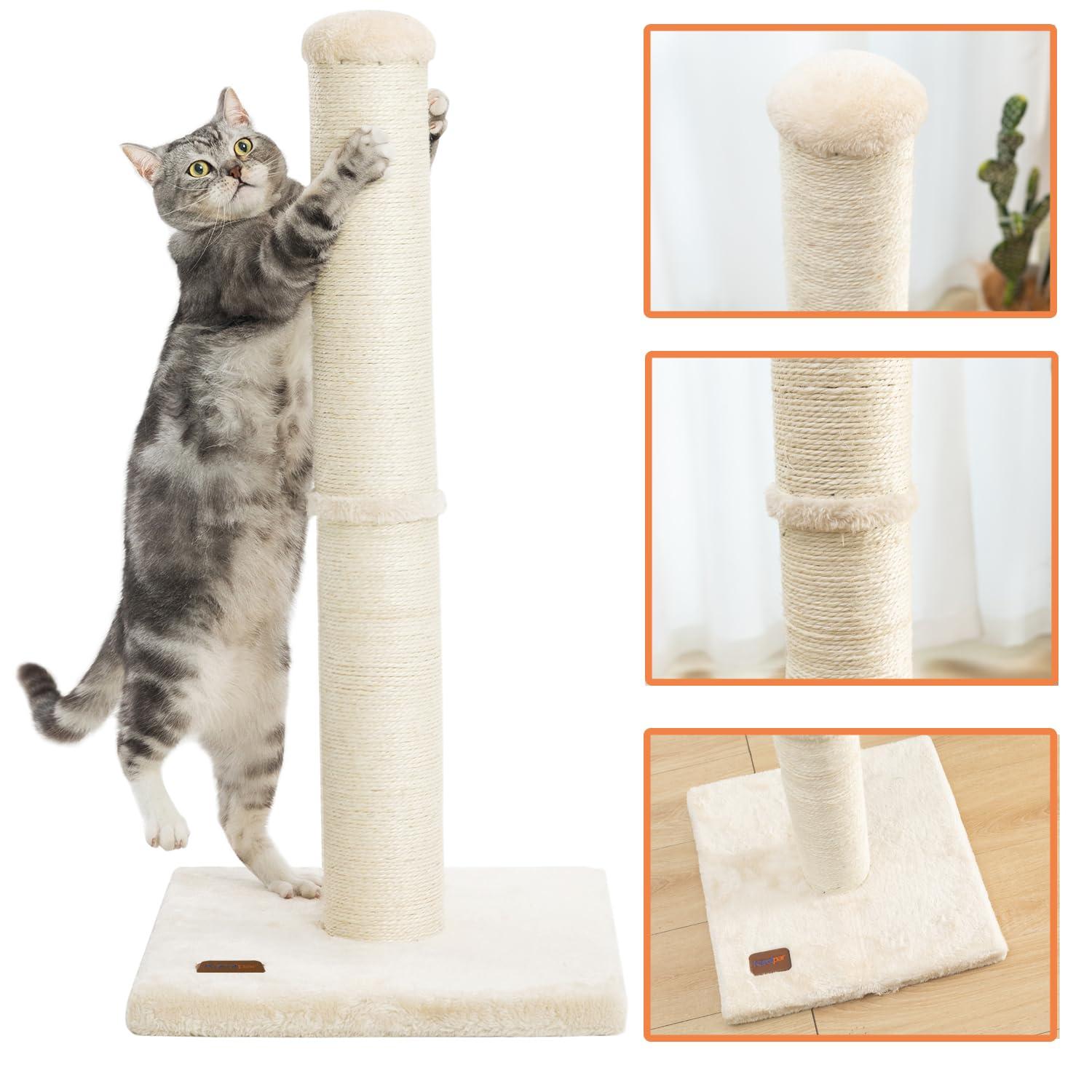 Tucker Murphy Pet™ 34Inch Cat Scratching Post With Natural Sisal Rope 4.3Inch Large Diameter Scratcher Post Tree For Indoor Cats