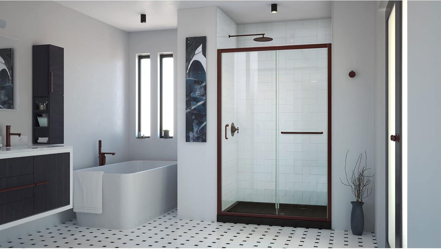 Infinity-Z 54" Clear Glass Sliding Shower Door with Oil Rubbed Bronze Frame