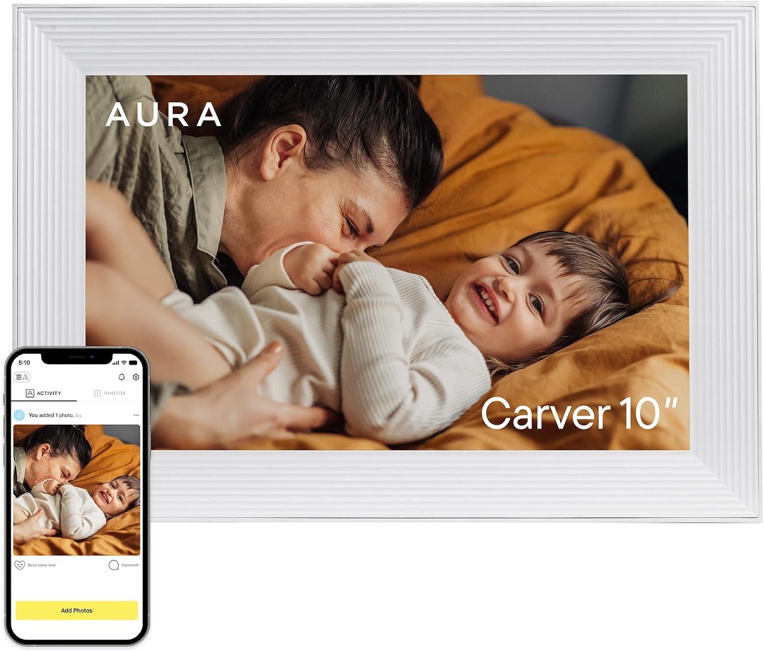 Aura Home 10.1" Carver Sea Salt Digital Photo Frame: Wi-Fi Enabled, 1280x800 LCD, No Battery Required