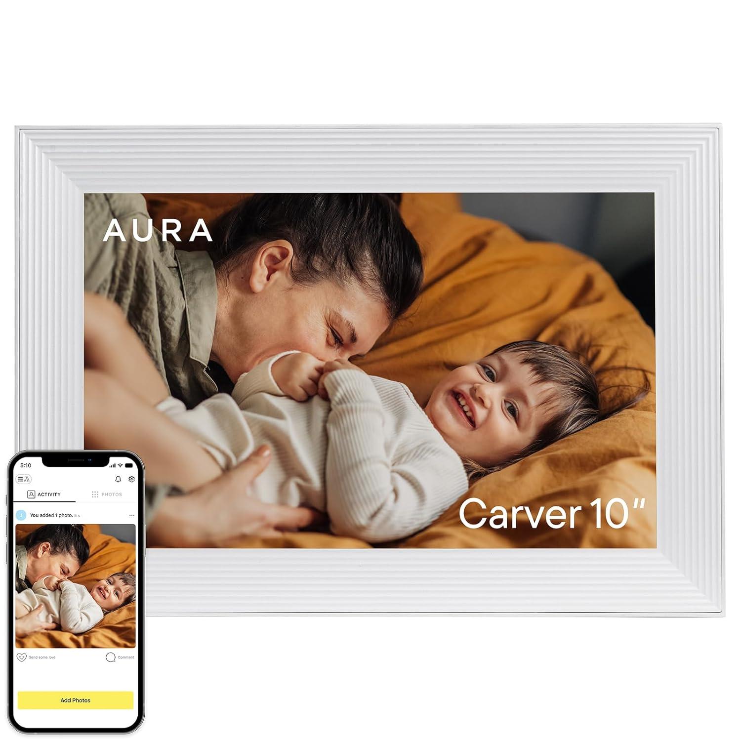 Aura Home 10.1" Carver Sea Salt Digital Photo Frame: Wi-Fi Enabled, 1280x800 LCD, No Battery Required