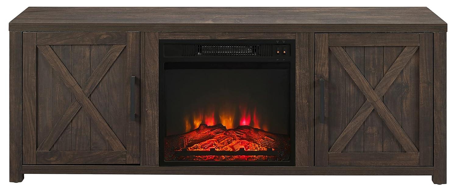 58" Gordon Low Profile TV Stand for TVs up to 65" with Fireplace Dark Walnut - Crosley