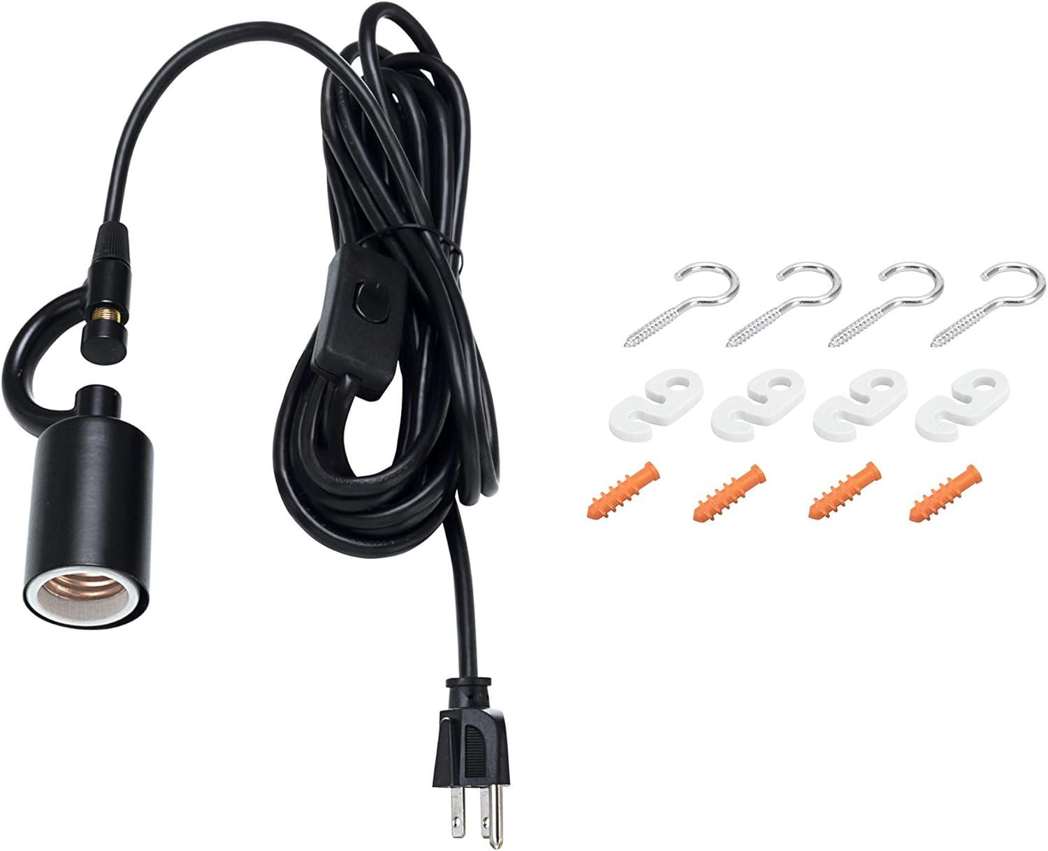 Aspen Creative 21043-1, One-Light Plug-In Swag Pendant Light Conversion Kit in Matte Black