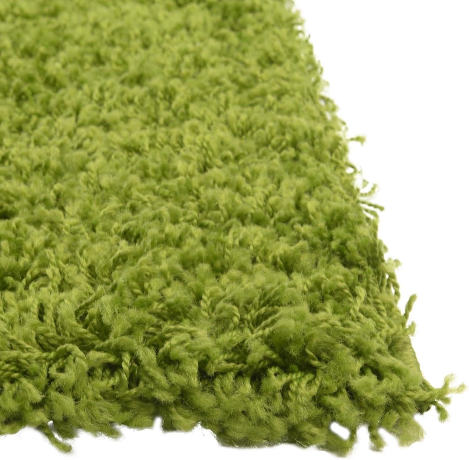 Rugs.com Solid Shag Collection Rug – 5' x 8' Grass Green Shag Rug Perfect For Bedrooms, Dining Rooms, Living Rooms