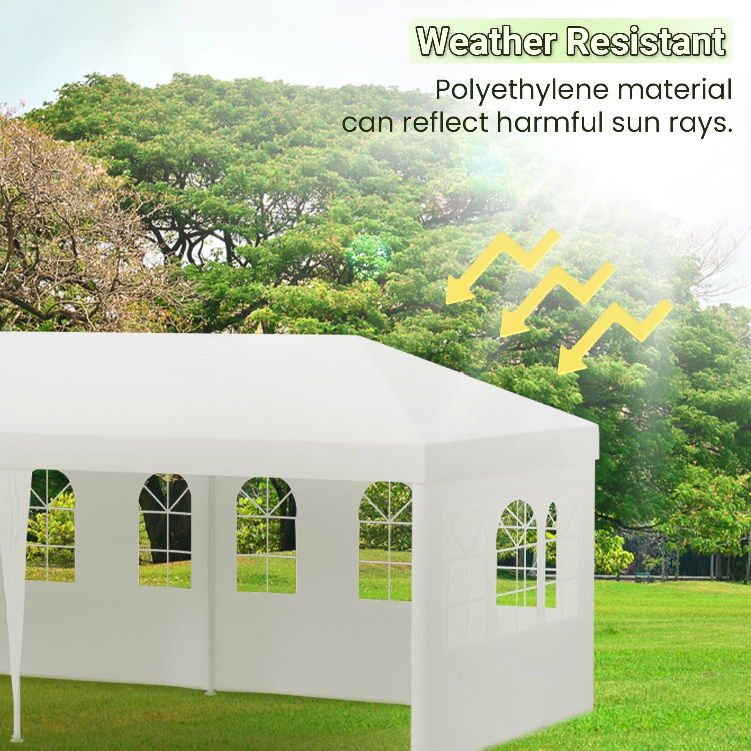 XF XINFENG 10'x10' Outdoor Wedding Party Canopy Tent, Camping Shelter Waterproof Outdoor Party Tent White Patio Gazebo Canopy Tents for BBQ Pavilion Canopy Cater Events