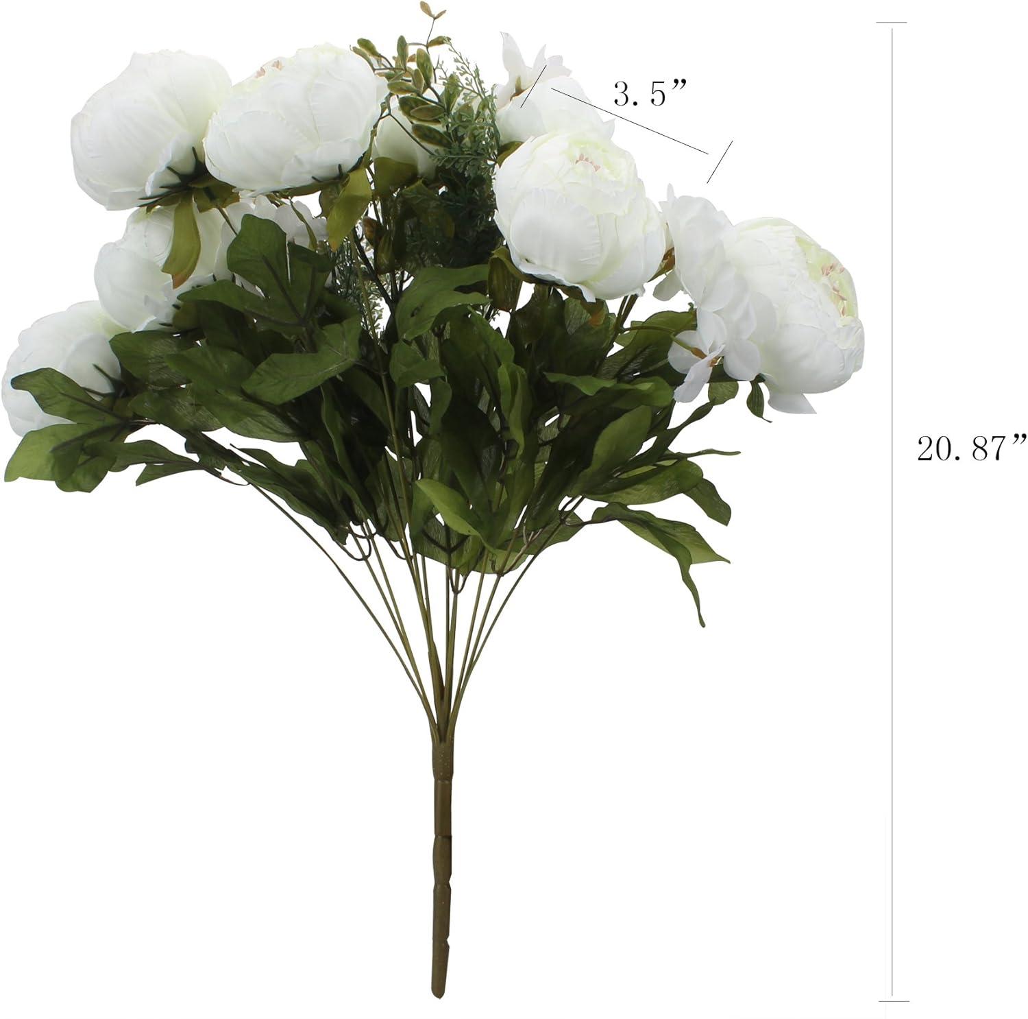 Spring White Silk and Plastic Peony Flower Arrangement