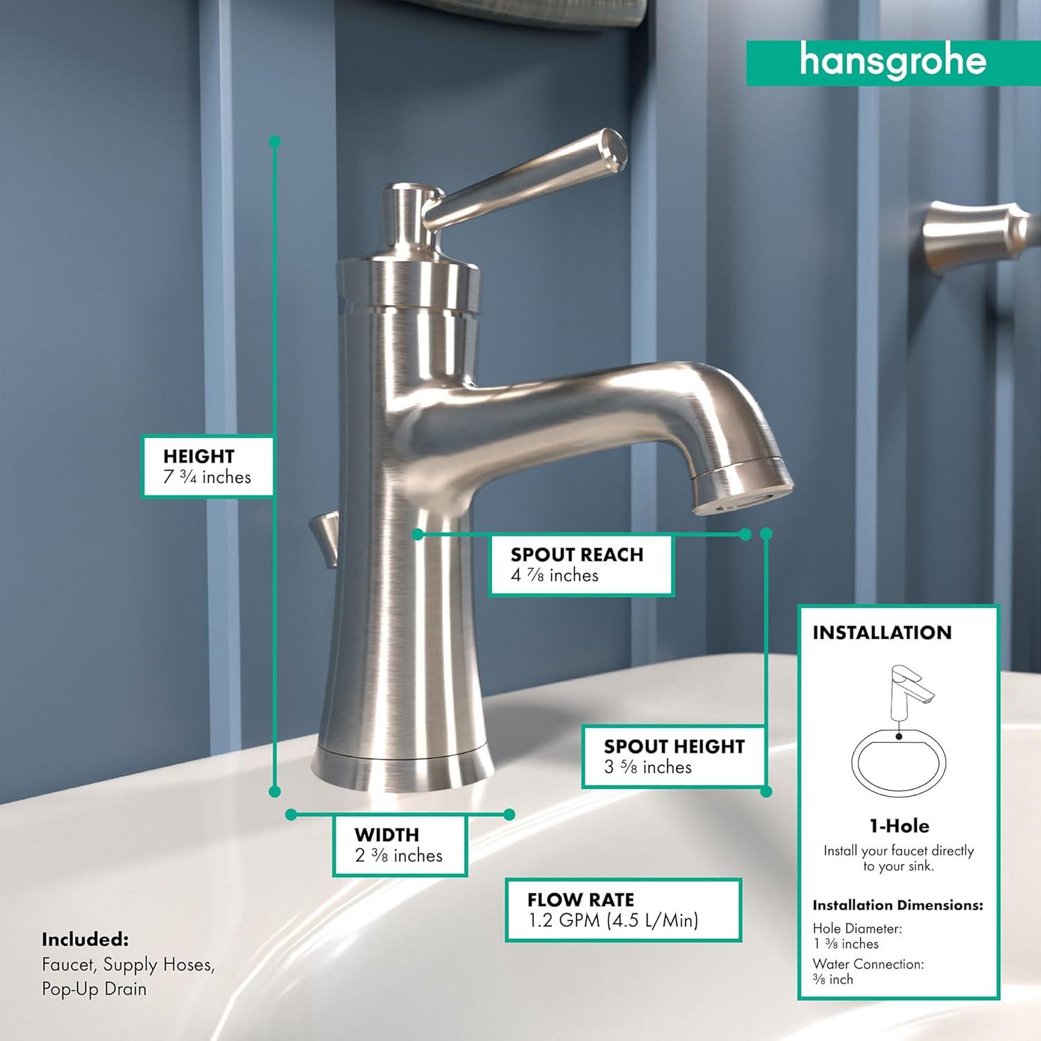 Joleena Single Hole Bathroom Faucet with Drain Assembly