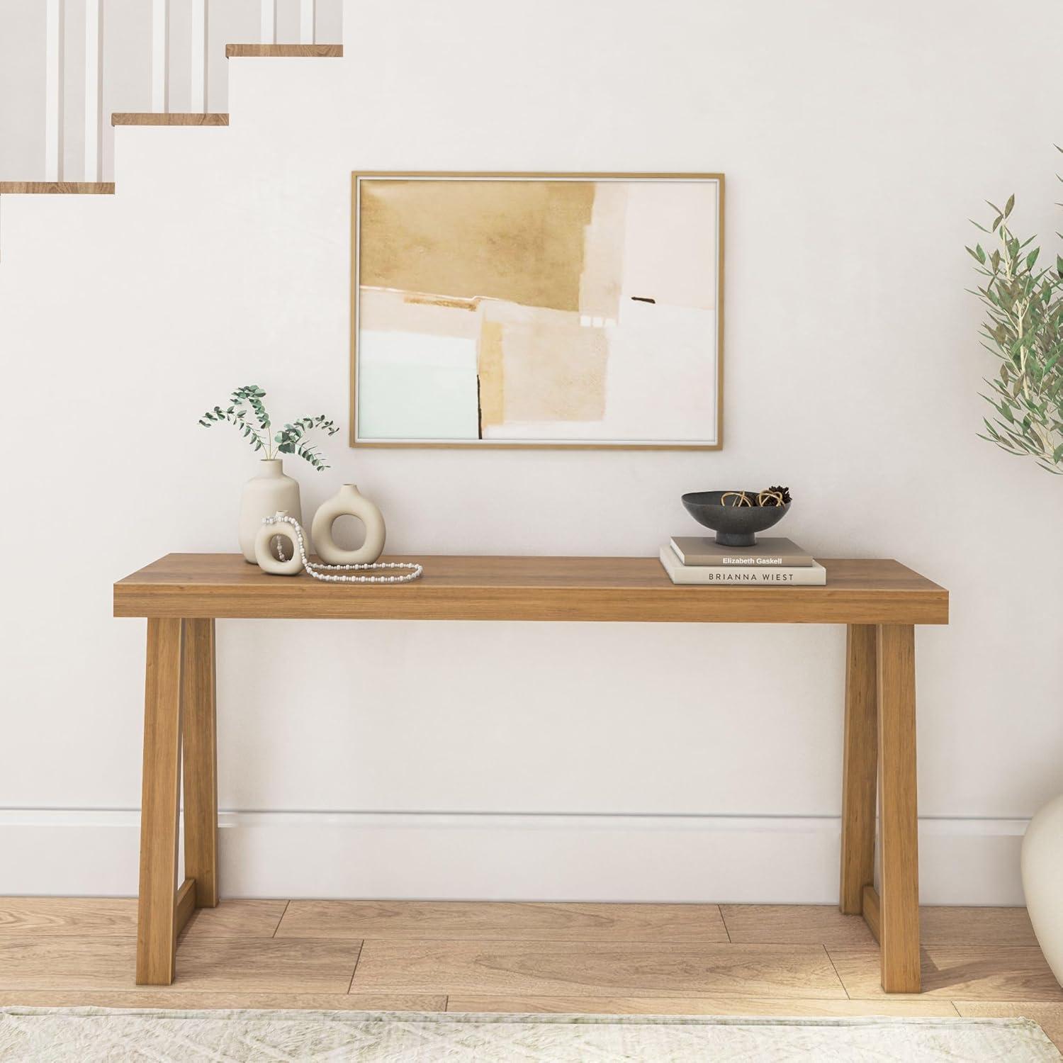 17 Stories Solid Wood Console Table, 66 Inch, Sofa Table, Narrow Entryway Table for Hallway