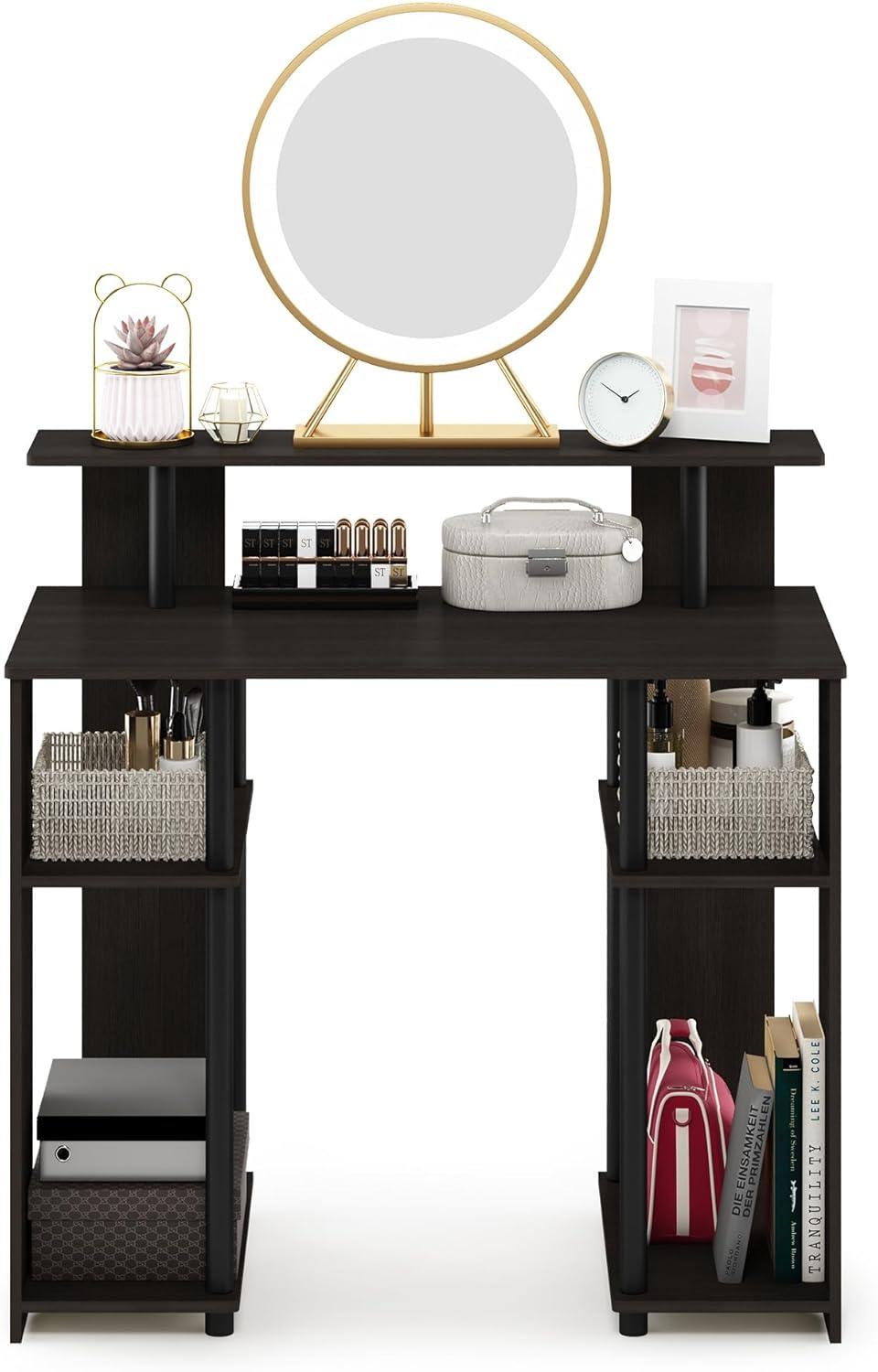 Furinno Simple Design Computer Desk Home Office Workstation Study Writing Desk Open Bookcsae with CPU Stand,Walnut