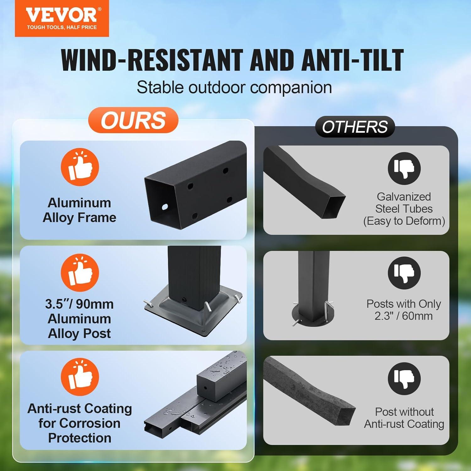 VEVOR 10'x13' Outdoor Retractable Pergola with Canopy, Aluminum Pergola with Retractable Canopy, Modern Style,Sun Shadefor Patios, Gardens, Decks, Backyards (Beige)