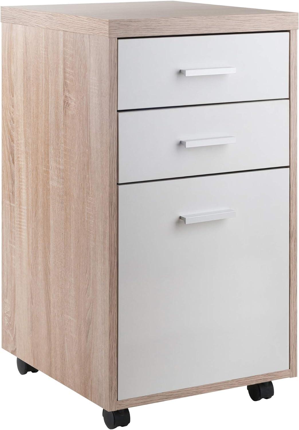 Kenner Mobile File Cabinet Wood - Winsome: Mid-Century Modern, 3-Drawer Office Storage, Anti-Tip Hardware