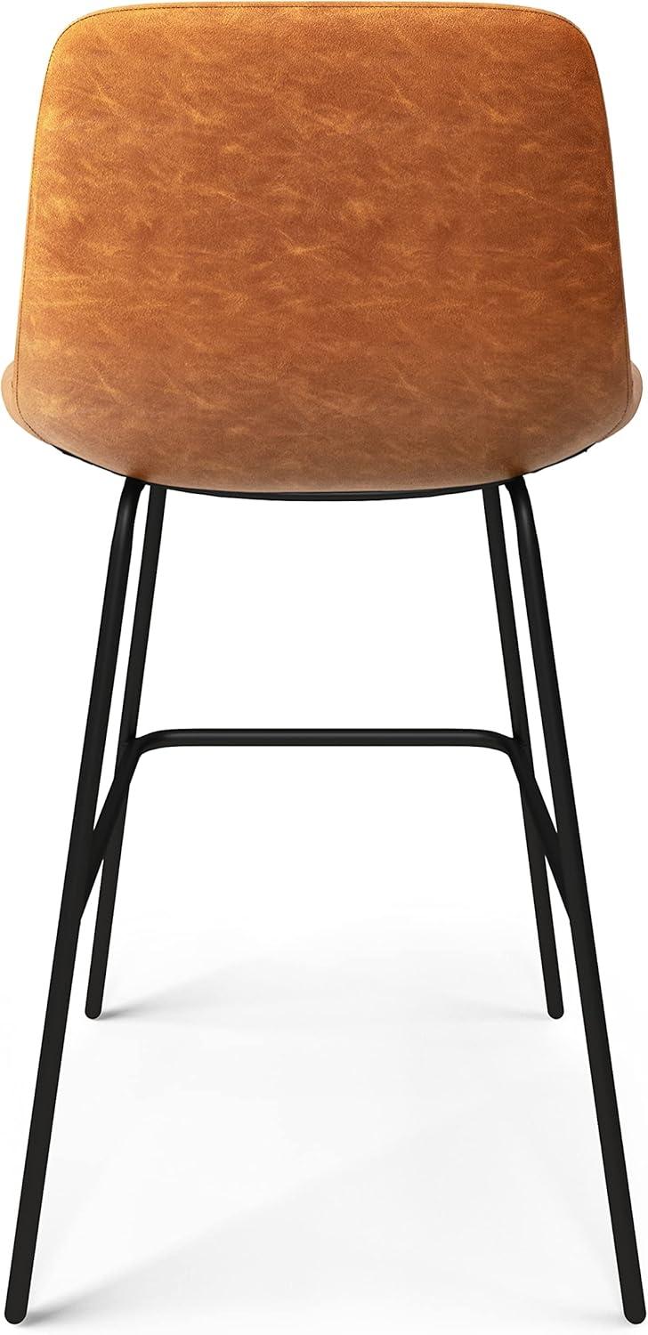 Jolie Contemporary Counter Height Stool (Set of 2) in Camel Brown Faux Leather