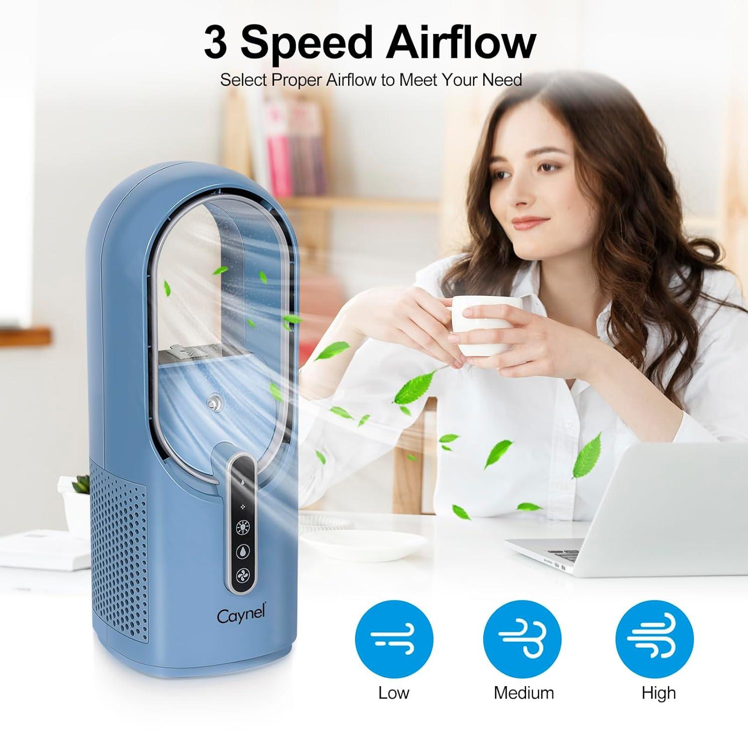 CAYNEL CAYNEL 11.8 Inch Portable Bladeless Desktop Personal Fan