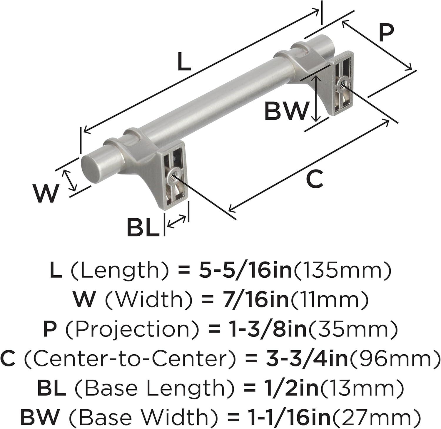 Amerock Davenport 3-3/4 inch (96mm) Center-to-Center Satin Nickel Cabinet Pull