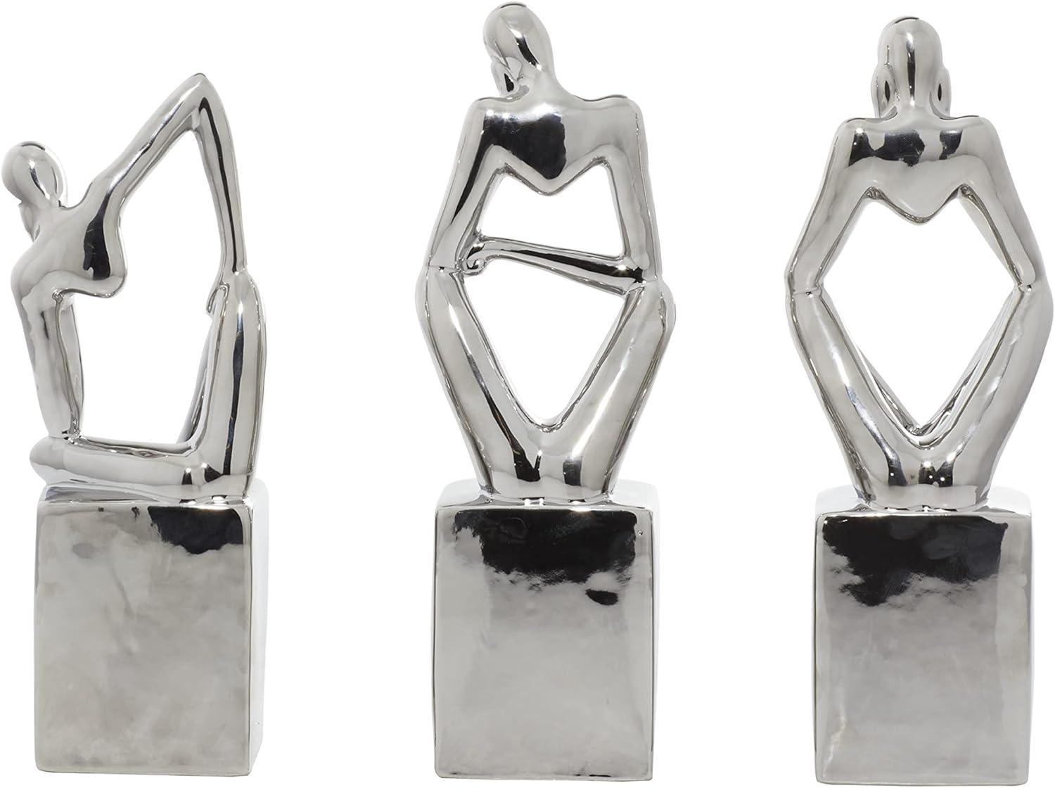 CosmoLiving by Cosmopolitan Porcelain Ceramic Sitting Thinker People Decorative Sculpture Set