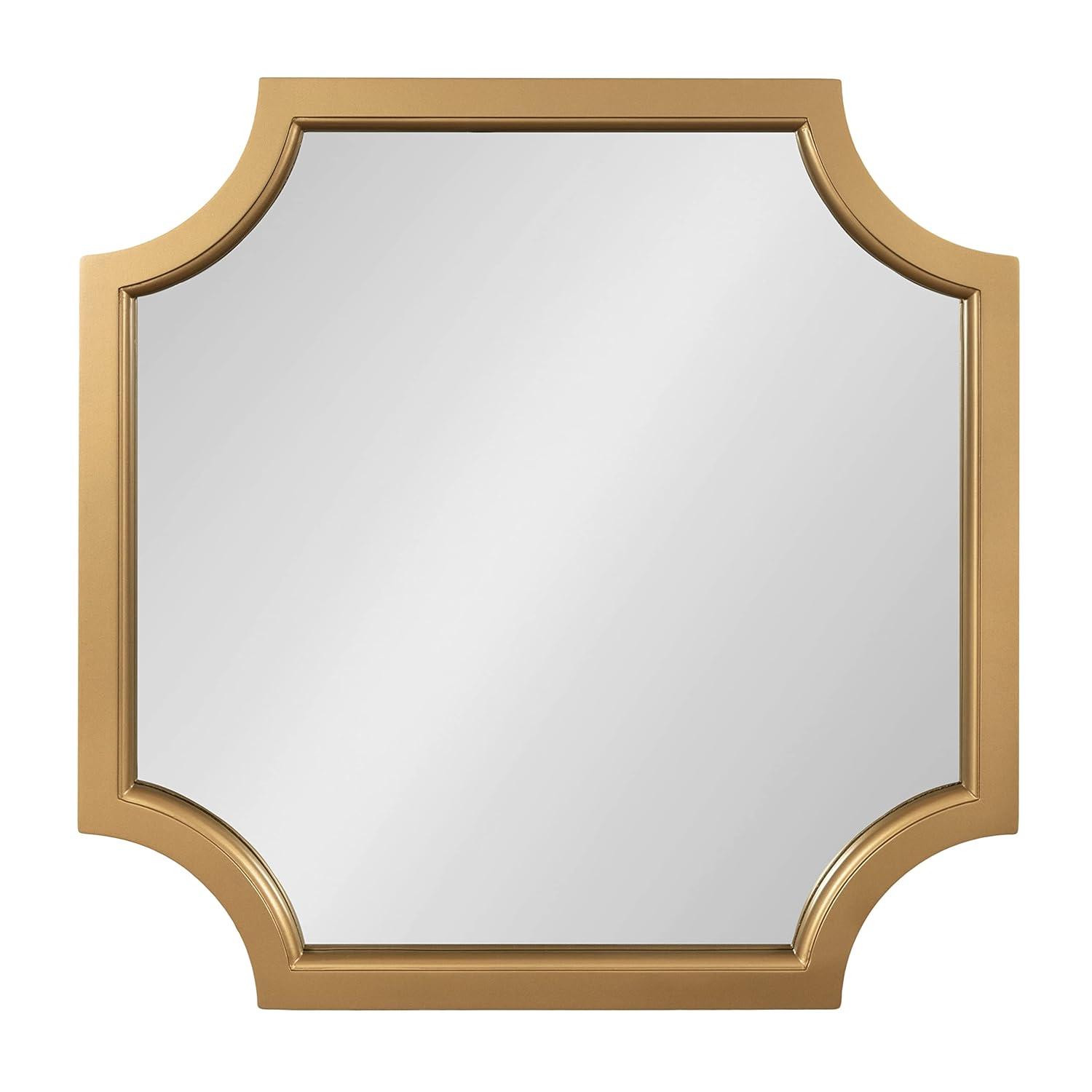 Kate & Laurel All Things Decor 24"x24" Hogan Framed Scallop Wall Mirror Gold: Modern Square No Assembly Required
