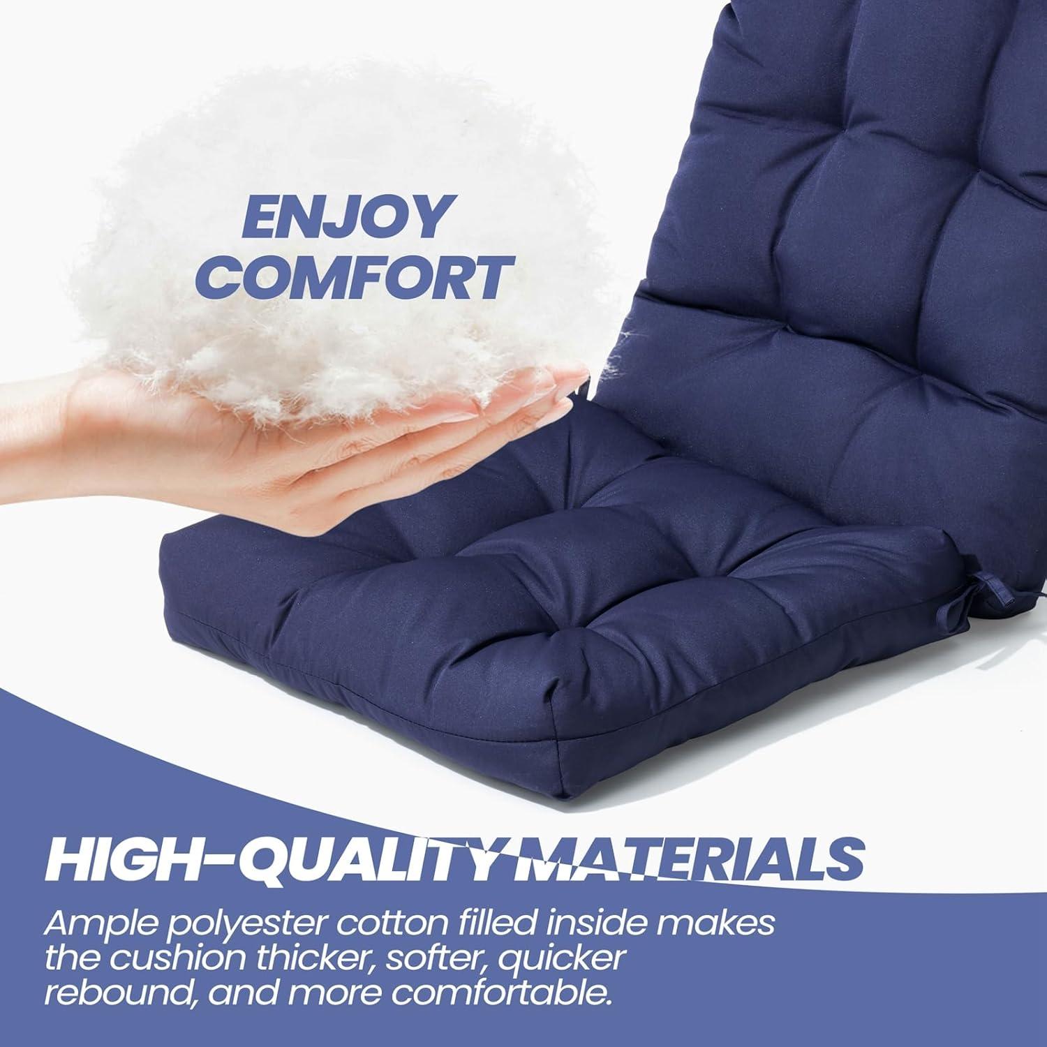 Crestlive Products Adirondack Style Patio Outdoor Chair Cushion for Adirondack Chair or Lounge Rocking Chair - See picture 2-Piece Set, Navy Blue