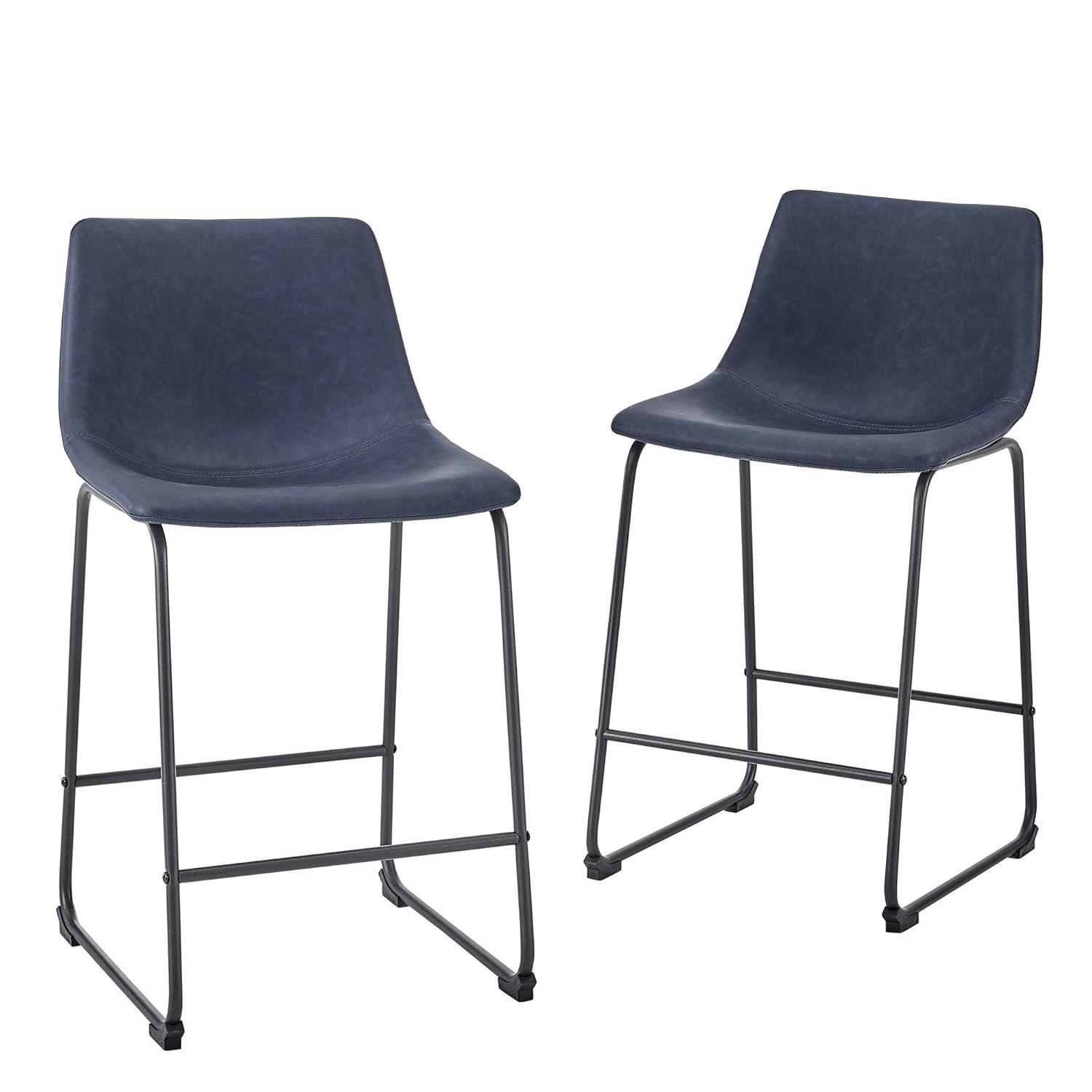 Dayton Urban Industrial Gray Faux Leather Dining Chair, Set of 2