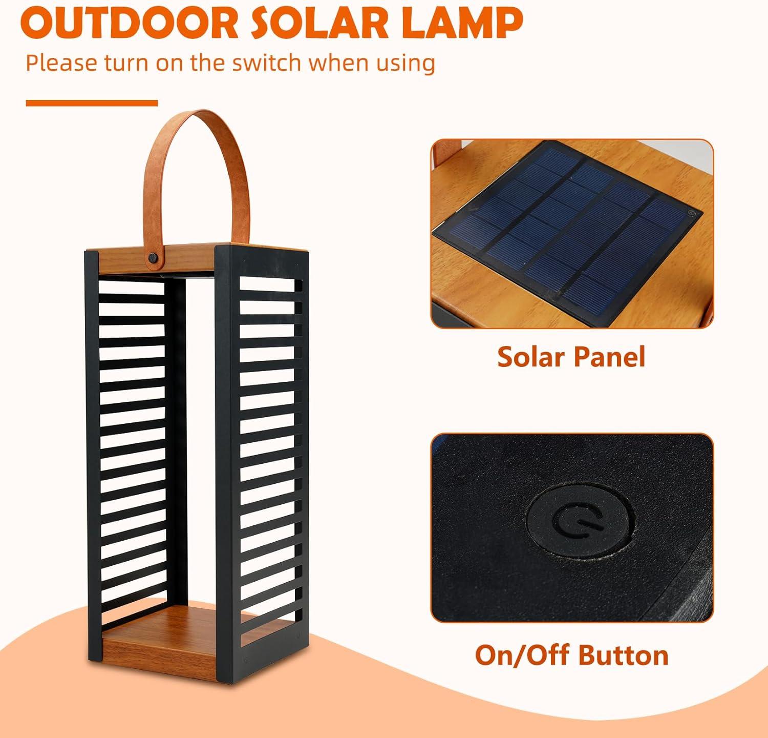 Large Solar Powered Gray Metal Outdoor Floor Lantern