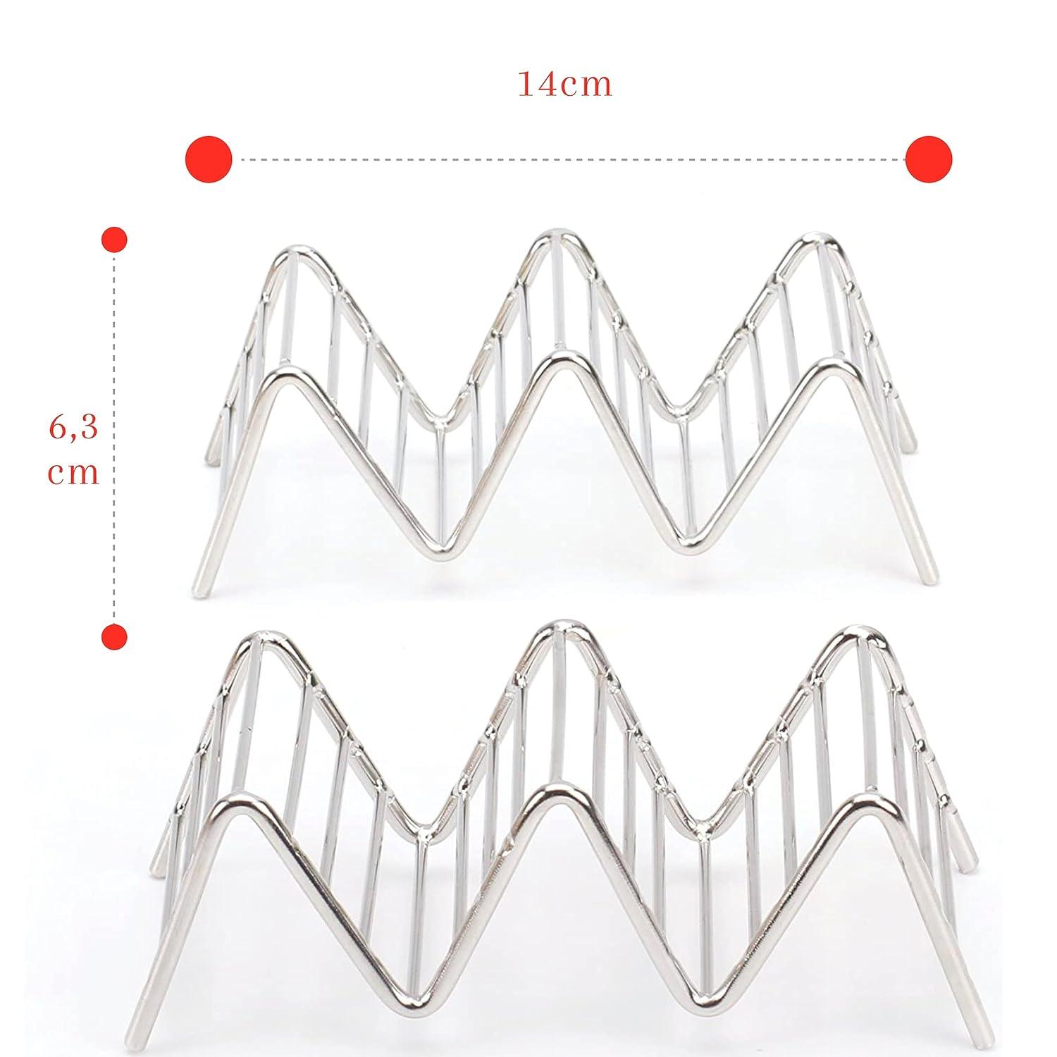 2 Lb Depot Premium Stainless Steel Stackable Taco Holders - Holds 2-5 Hard or Soft Tacos, Five Styles Available - Set of 2