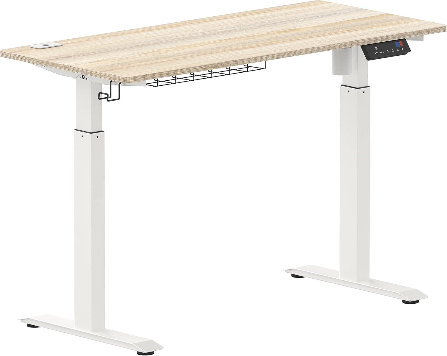 SHW 48 Inch Memory Preset Electric Height Adjustable Standing Desk, Maple