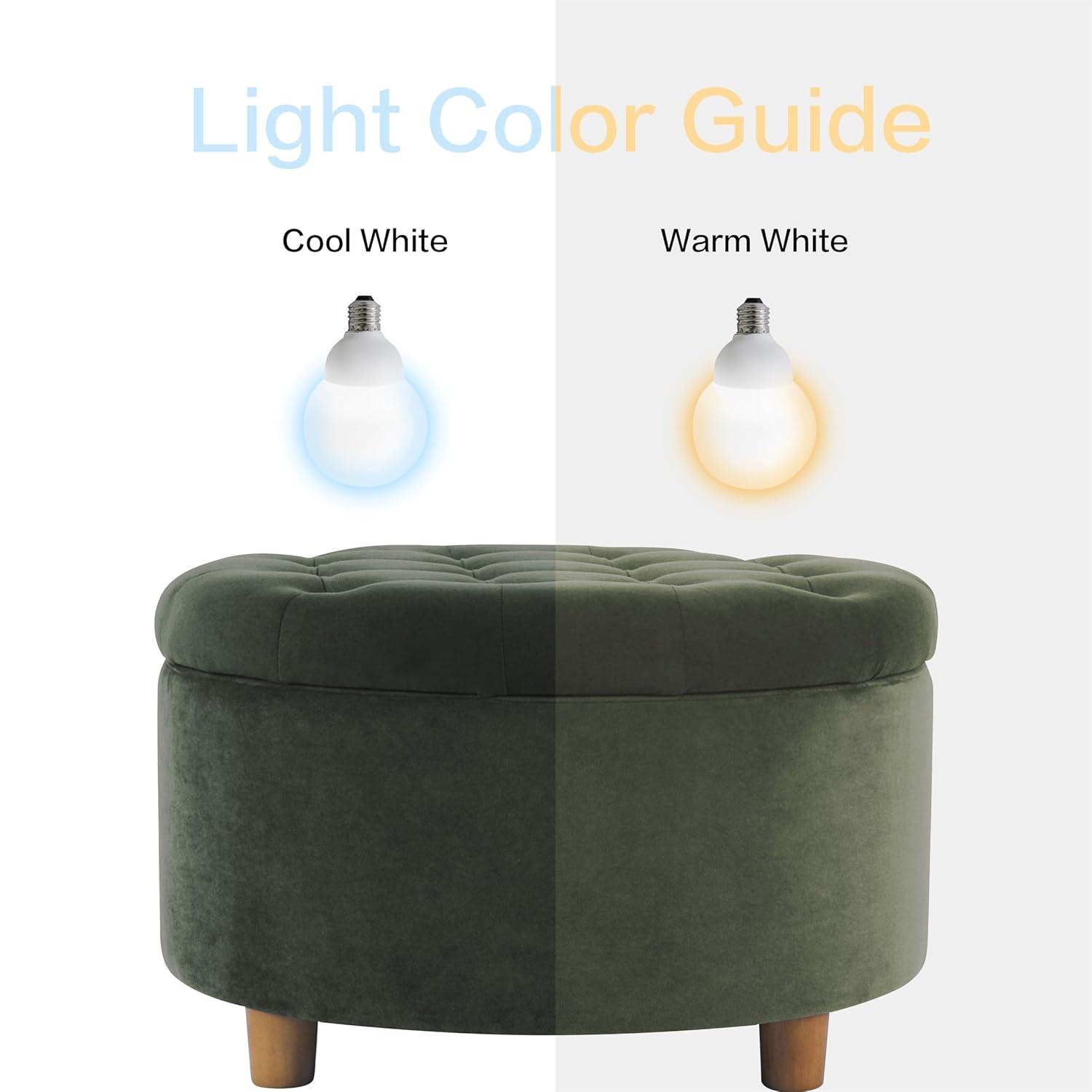 Tufted Round Storage Ottoman Loden Green Velvet - HomePop: Velvet Footstool, Honey Oak Legs, 250lb Capacity