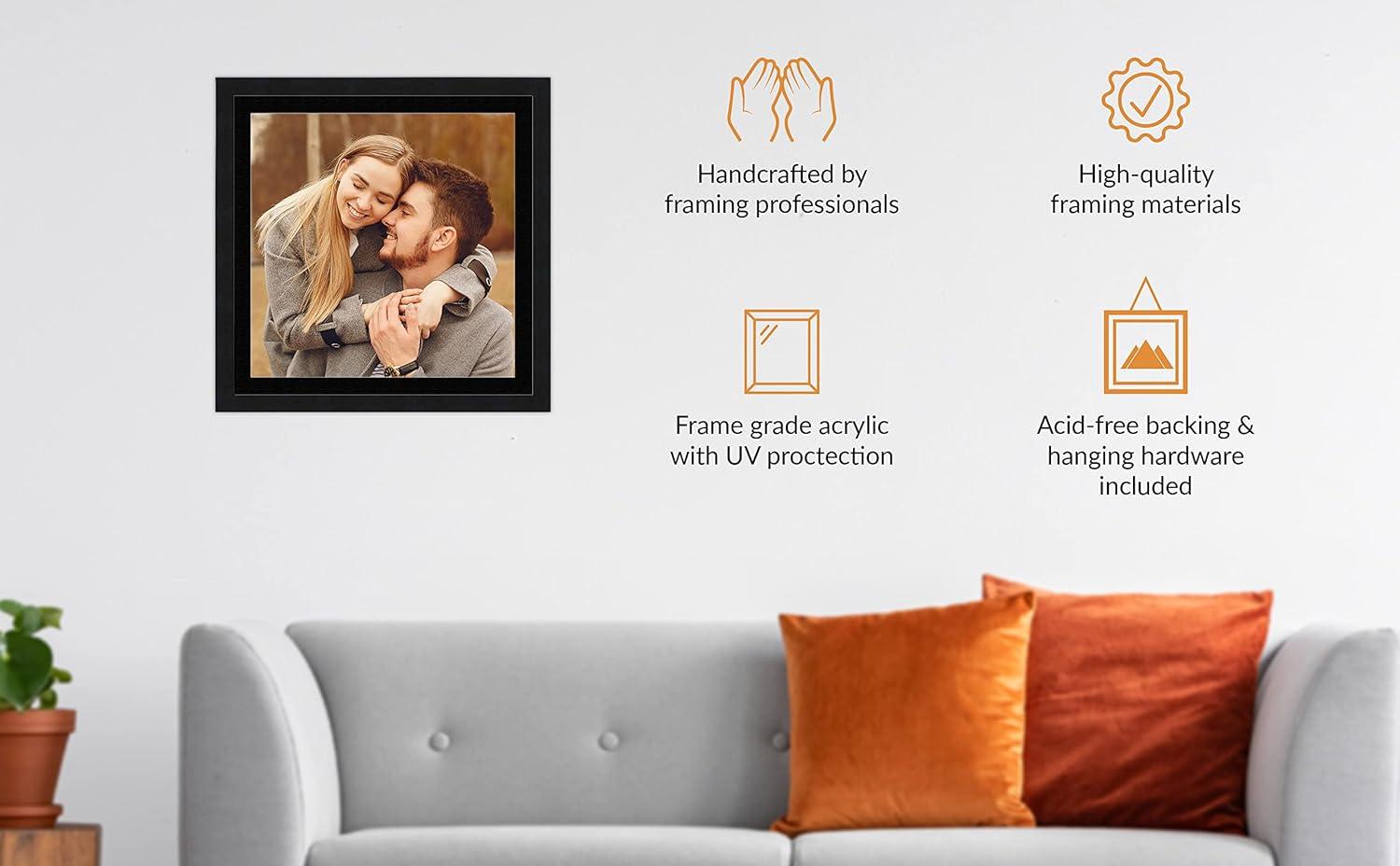 13x18 Frame Black With White Picture Mat For 13x18 Photo - Black 15x20 Frame To Display Print or